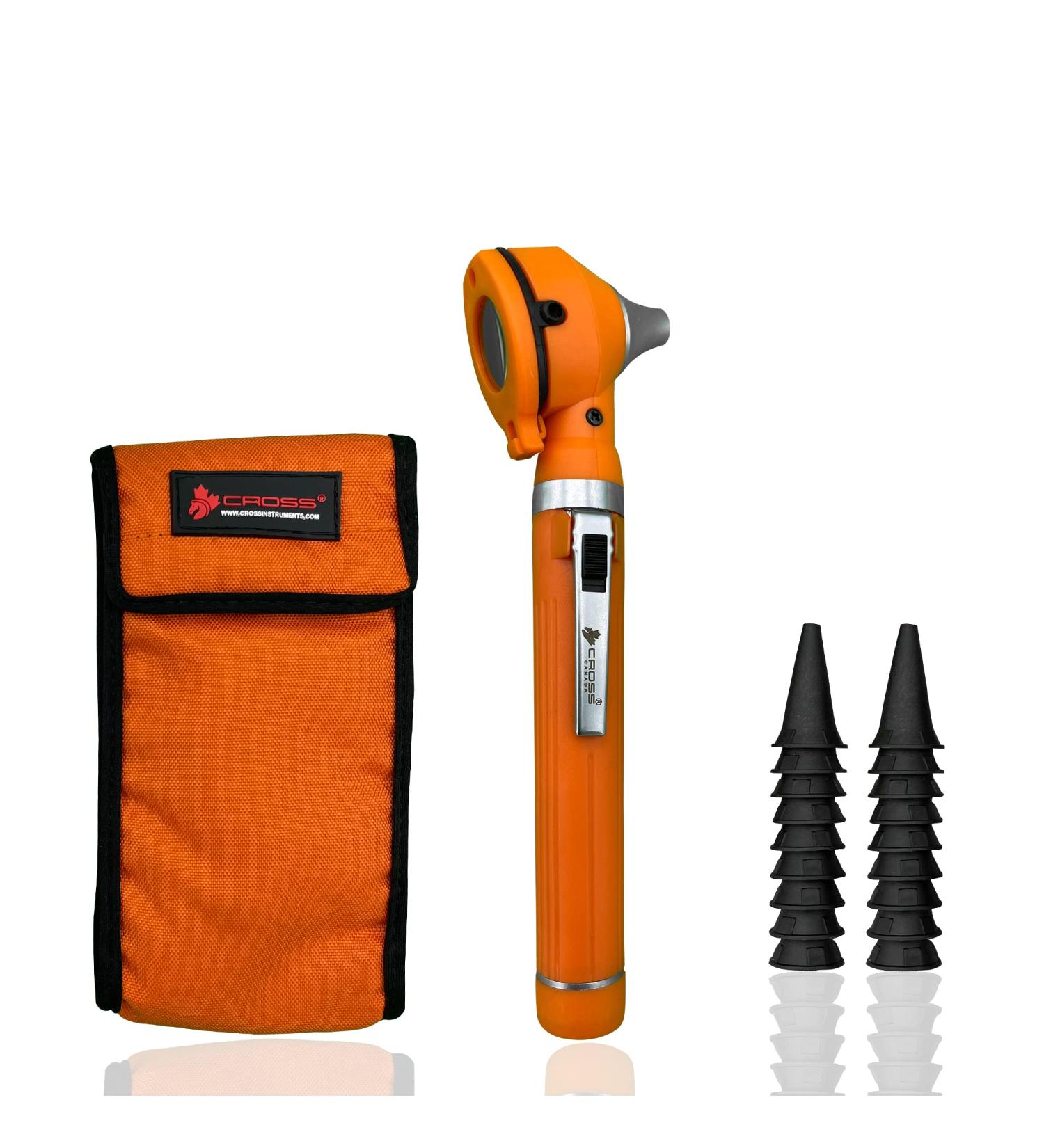 Cross Canada 11-092 Physician Fiber Optic LED Pocket Otoscope Diagnostic Set Professional Otoscope for Physician Medical Student Nursing Student Doctor Nurse (Tangerine) - Buy Online on GoSupps.com
