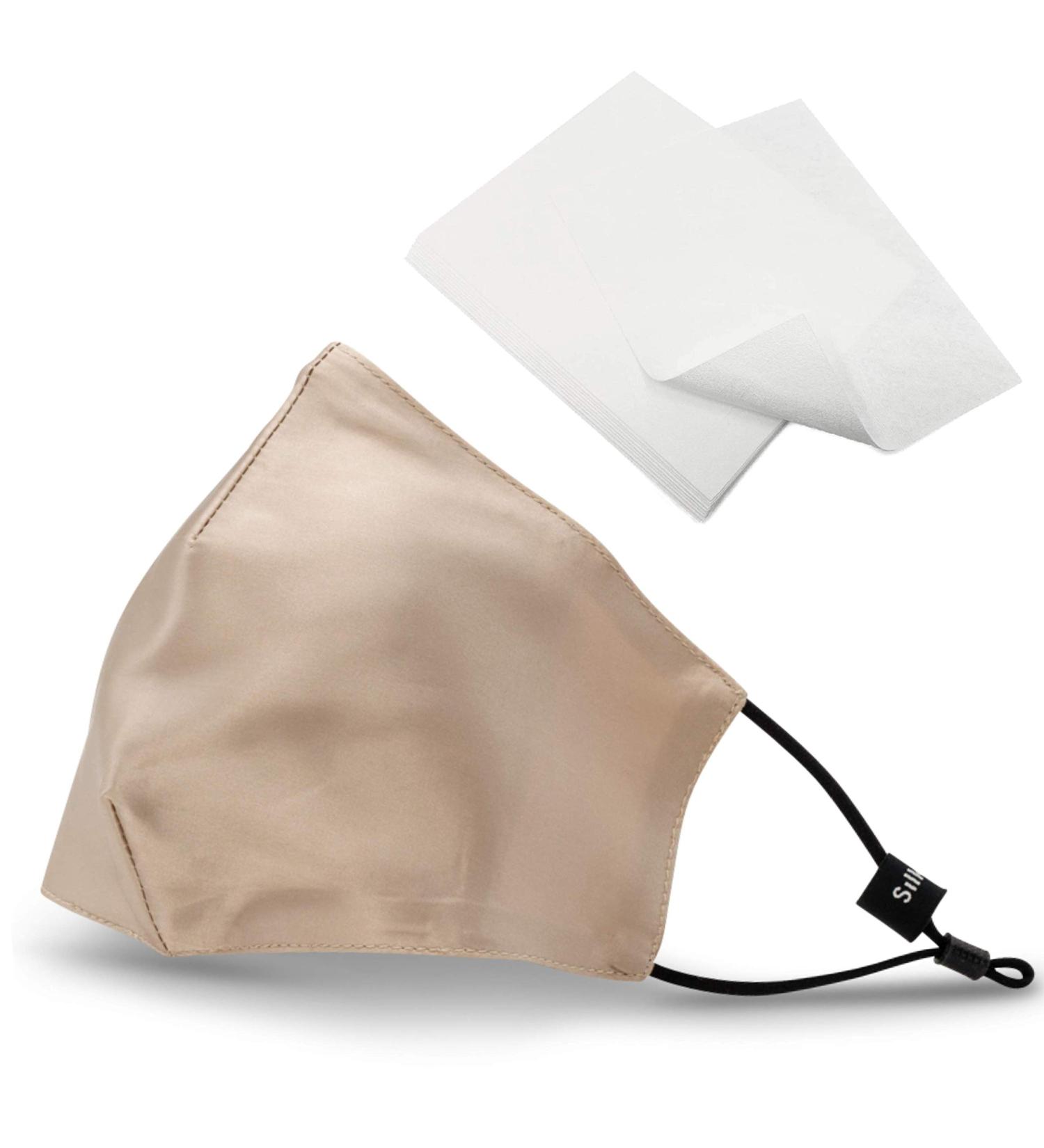 Silkist Unisex 100% Silk Mouth Protection Mask - Reusable 3-Layer Breathable & Skin-Friendly with Adjustable Ear Loops & Nose Bracket - Cooling Summer Beige - Buy Online on GoSupps.com