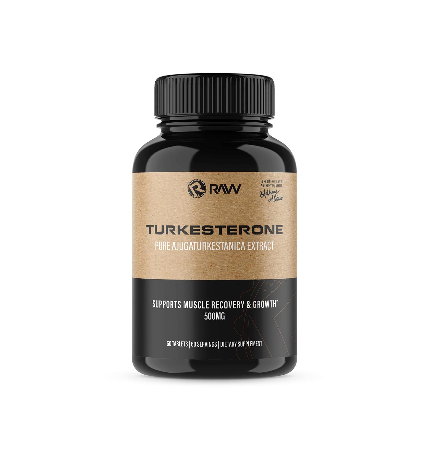 RAW Turkesterone Supplement | 10% Ajuga Turkestanica Extract | Testosterone Booster & Muscle Builder for Men | 60 Capsules Strength & Mood Enhancement - Buy Online on GoSupps.com