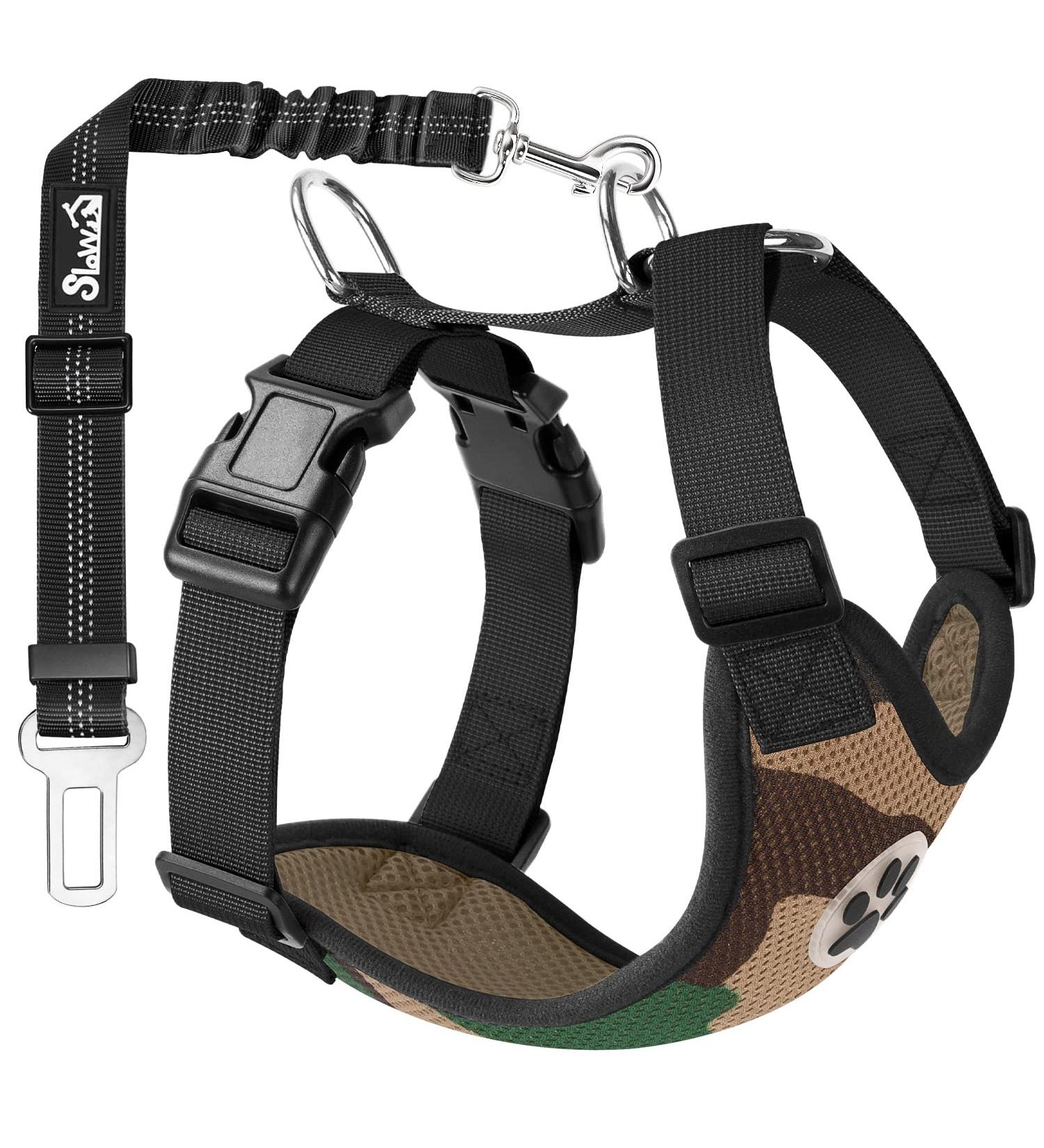 Buy Slowton XXS Camouflage Dog Harness with Safety Belt - Breathable Latex Ideal for Everyday Sports & Car Safety - Buy Online on GoSupps.com
