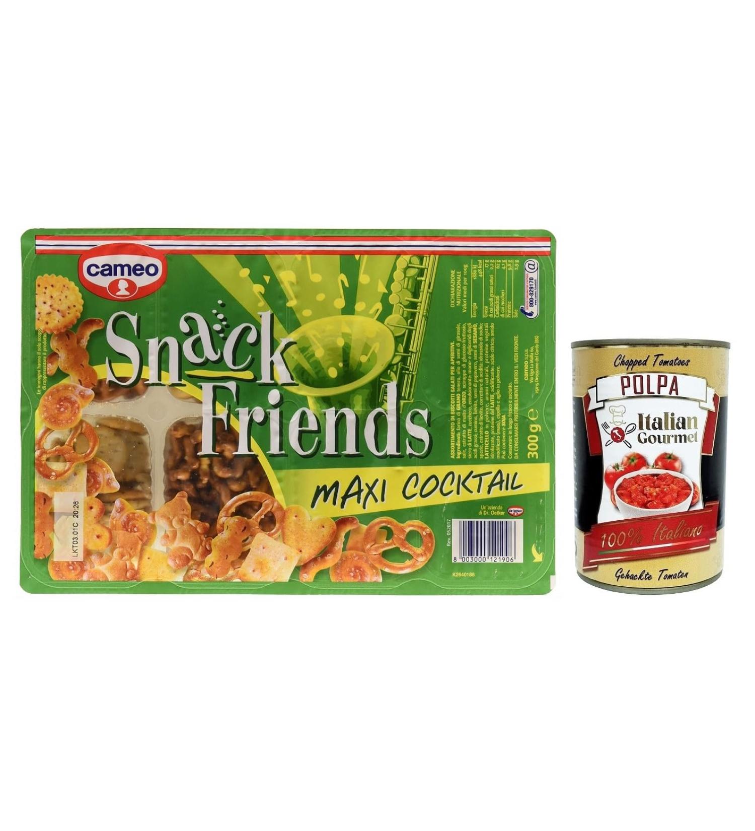  Italian Gourmet E.R. Cameo Snack Friends Maxi Cocktail Pretzel Mix savory snacks 300g + Italian Gourmet Polpa di Pomodoro 400g can - Buy Online on GoSupps.com
