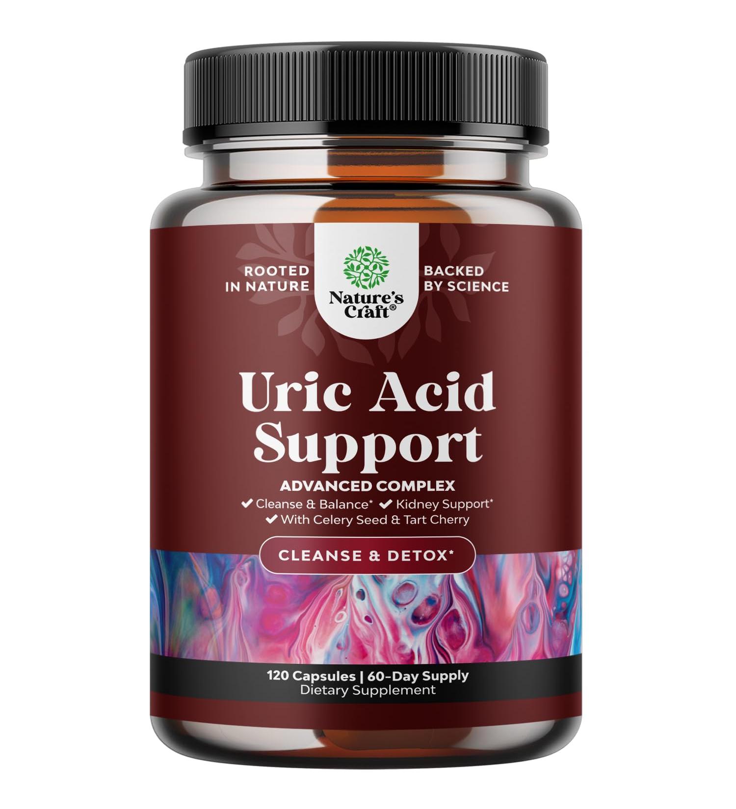 Herbal Uric Acid Cleanse & Detox - Daily Kidney Support Supplement with Tart Cherry Extract - 120 Capsules for Joint Health & Detox - Buy Online on GoSupps.com