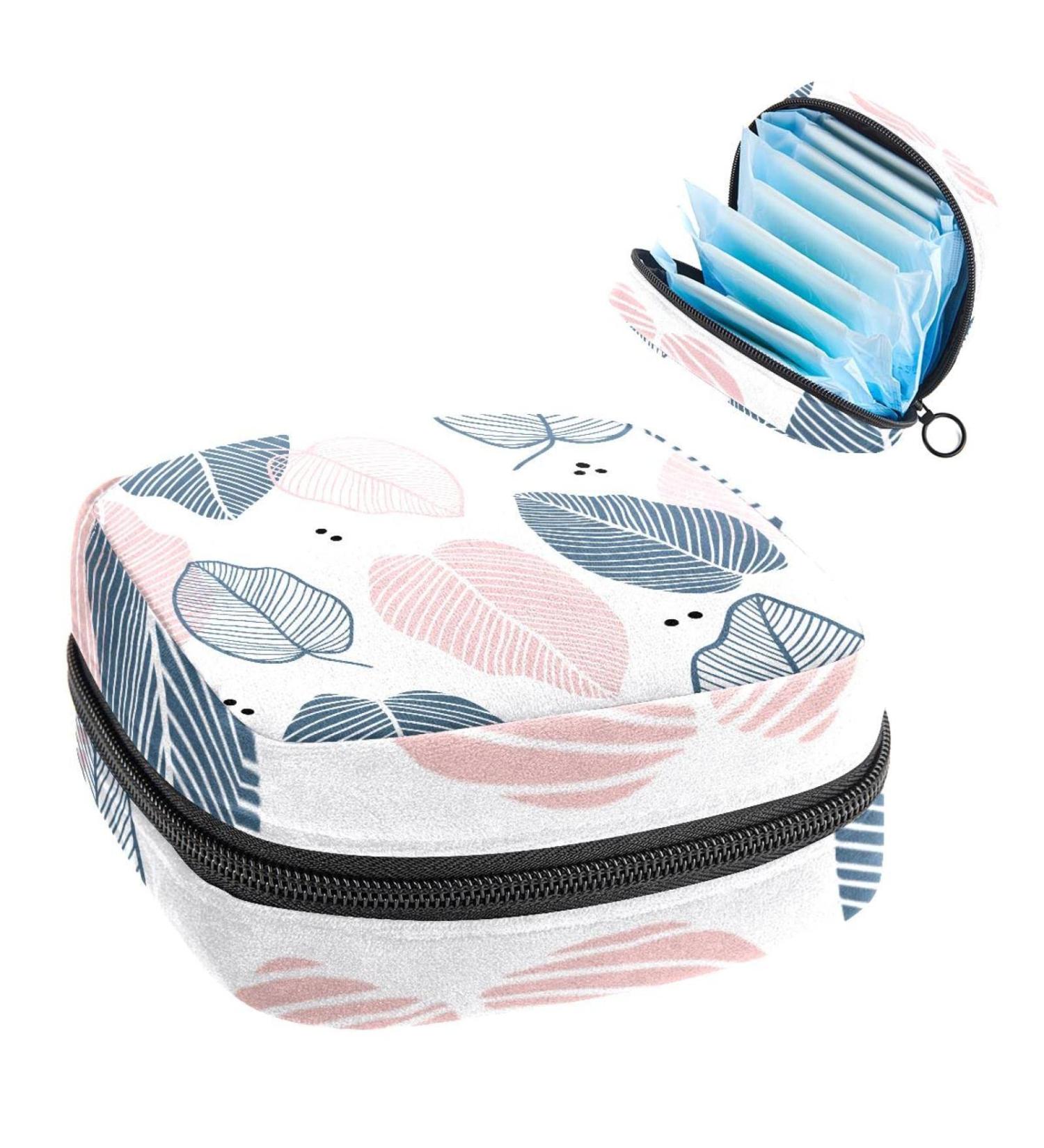 Anna Cowper Floral Leaves Sanitary Napkin Storage Bag | Menstrual Cup Pouch | Nursing Pad Holder | Portable Period Bag for Women and Teen Girls - Multi-colored - Buy Online on GoSupps.com