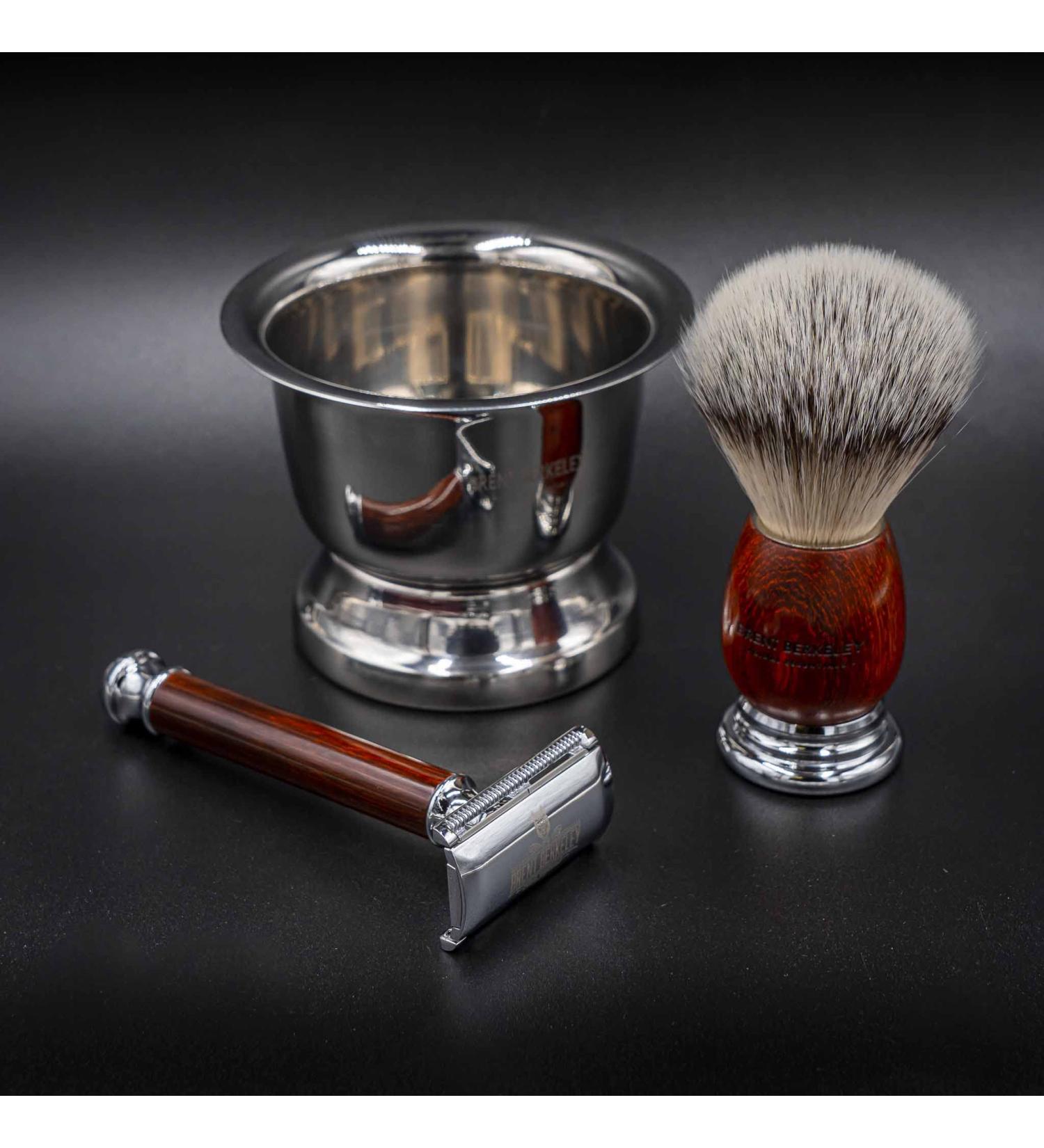 Brent Berkeley Men's Original Safety Razor Set | Razor Brush & Shaving Bowl | Durable Skin-Irritation Reducing Gift Set - Brown - Buy Online on GoSupps.com