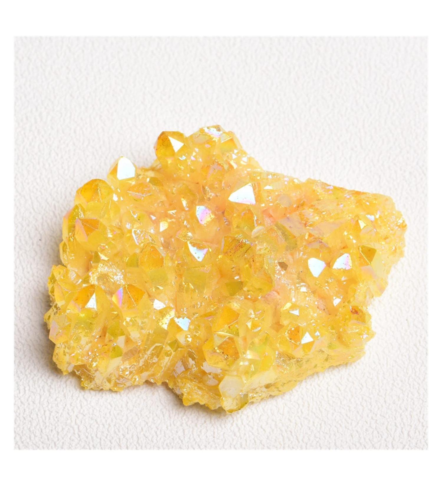 Natural Electroplate Citrine Crystal Cluster Yellow Aura Quartz Crystal Stone Specimen Home Decoration Crystal Cluster (Size : 100g) - Buy Online on GoSupps.com