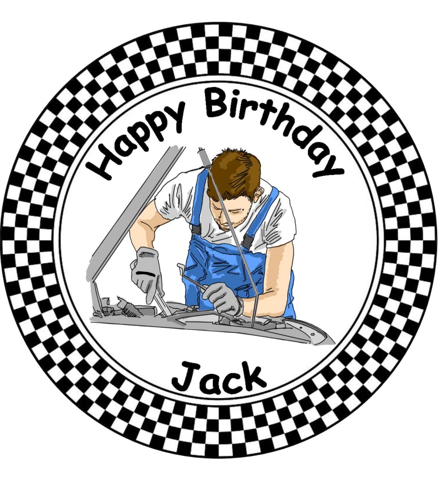 CAR MECHANIC 7.5" PREMIUM Edible ICING Cake Topper DECORATION D7