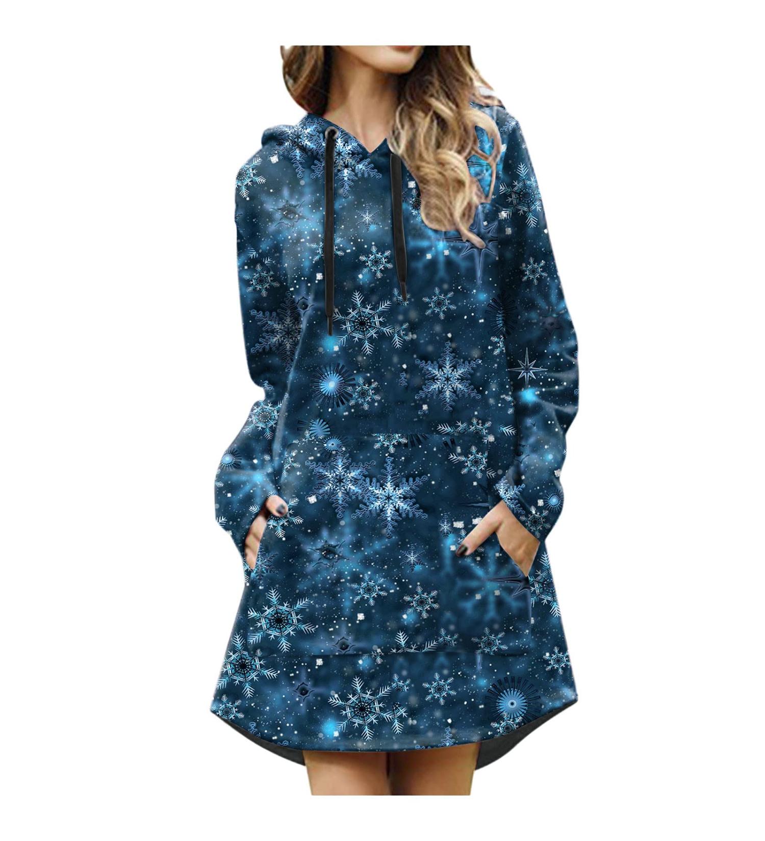 Women s Christmas Skirt & Hooded Sweater Dress Mini Long-Sleeve Top for Autumn/Winter - Buy Online on GoSupps.com