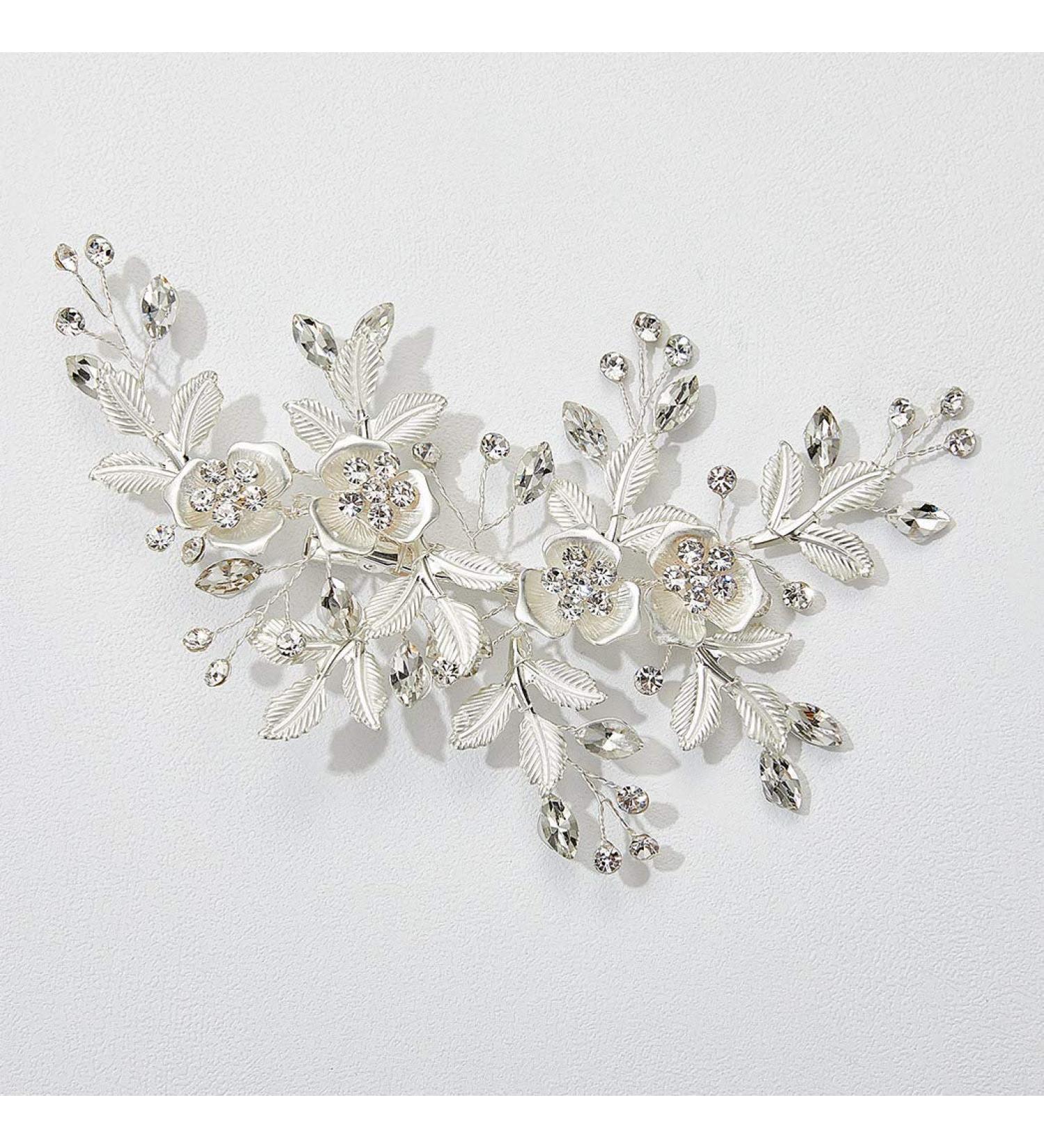 SWEETV Rhinestone Wedding Clip | Handmade Silver Bridal Comb Hair Clip & Flower Headpiece for Women - Perfect for Special Occasions - Buy Online on GoSupps.com