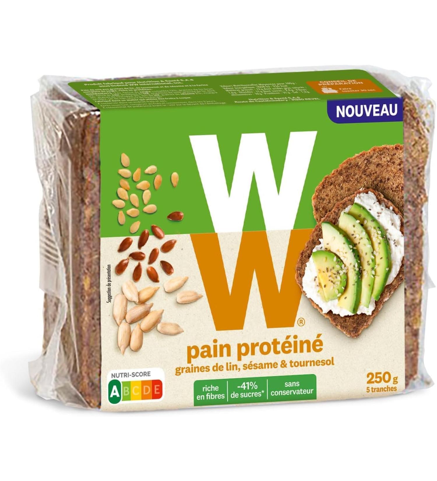 WW Protein Bread with Flax Sesame and Sunflower Seeds - High in Protein and Fiber - 5 Slices - 221549 - Buy Online on GoSupps.com