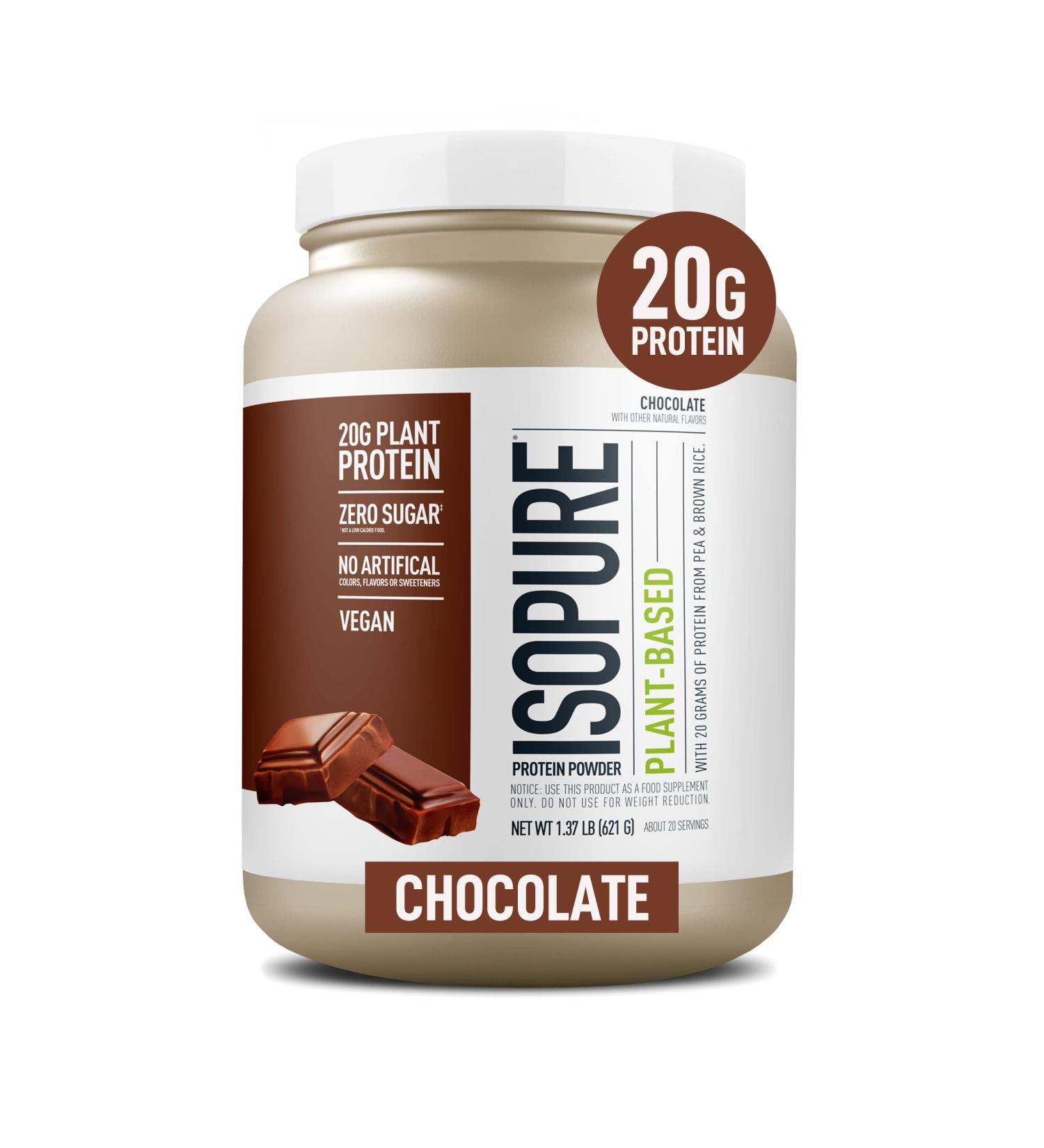 Isopure Vegan Protein Powder with Monk Fruit Sweetener - Organic Plant-Based Post Workout Recovery, Sugar-Free, Dairy-Free Pea Protein with Amino Acids - Chocolate Flavor, 22 Servings, 1.37 lb - Buy Online on GoSupps.com