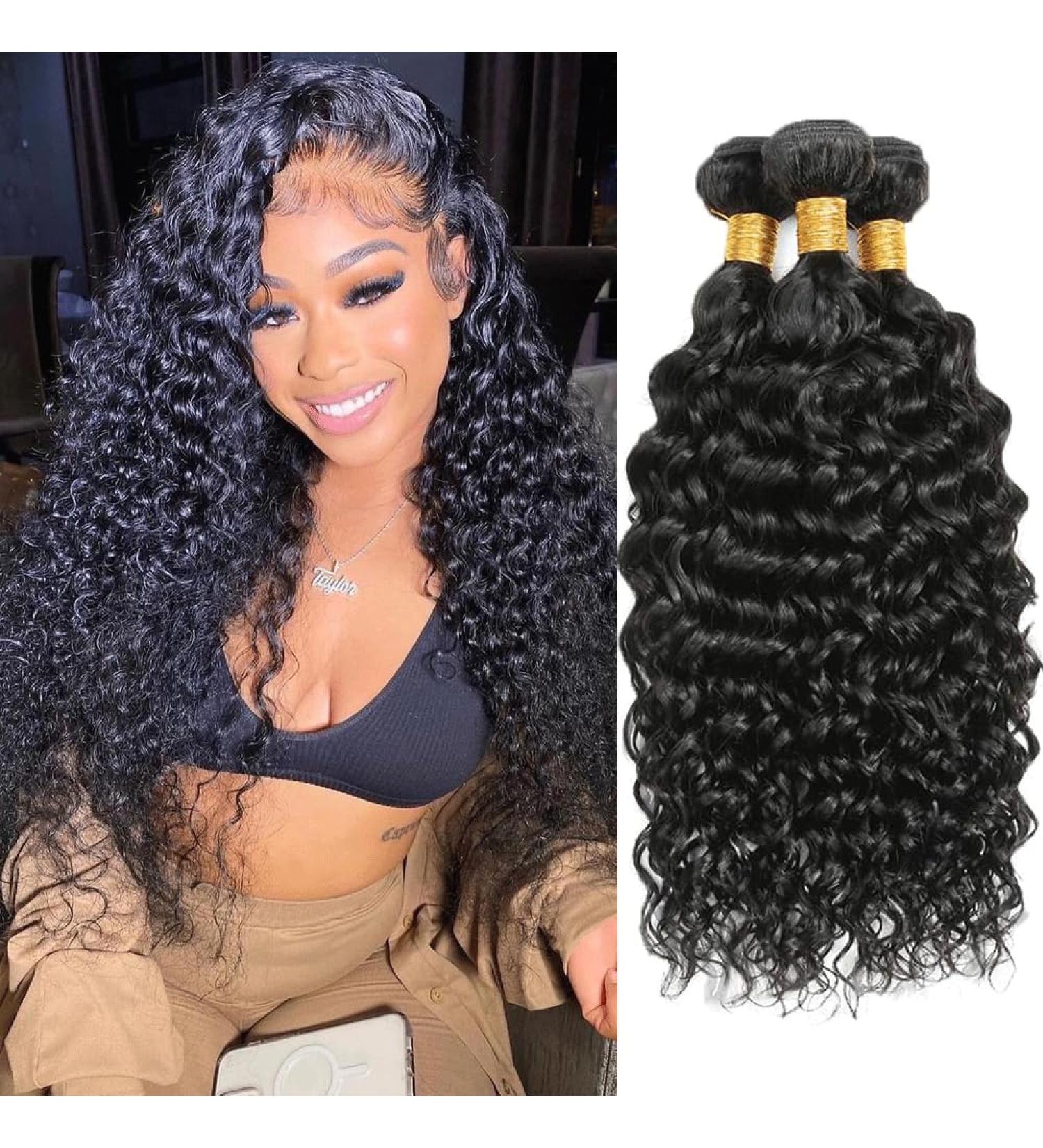 10A Brazilian Water Wave Human Hair Bundles - 20/22/24 Inch - Unprocessed Virgin Hair Extensions for Black Women - Buy Online on GoSupps.com