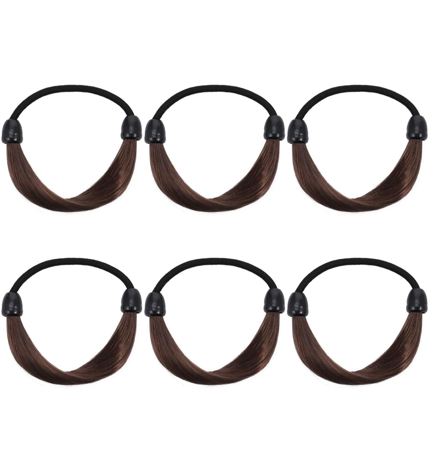 VALICLUD 6pcs Synthetic Wig Hair Ties Ponytail Holder Elastic Rubber Bands - Brown Hair Accessories for Women Girls - Perfect for Daily or Christmas Wear - Buy Online on GoSupps.com