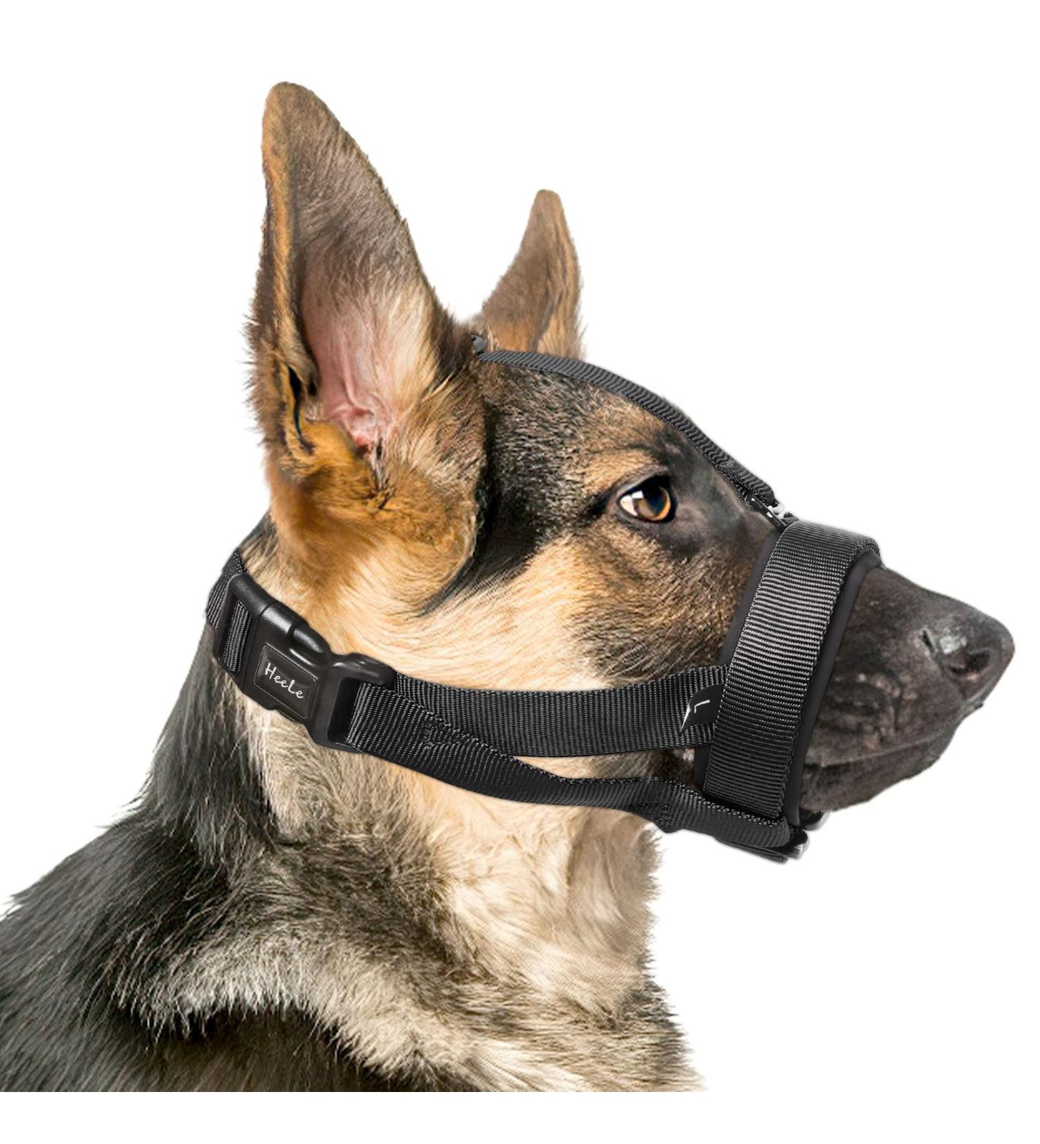 Heele Adjustable Dog Muzzle with Headband - No Rubbing Bite Prevention for Large Dogs XL (1 Pack) - Black - Buy Online on GoSupps.com