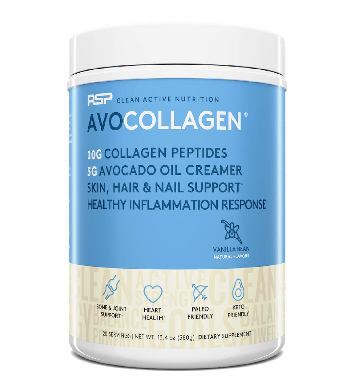 RSP Nutrition AvoCollagen Vanilla Bean | Collagen Peptides & Avocado Oil Powder 14.1 oz - Buy Online on GoSupps.com