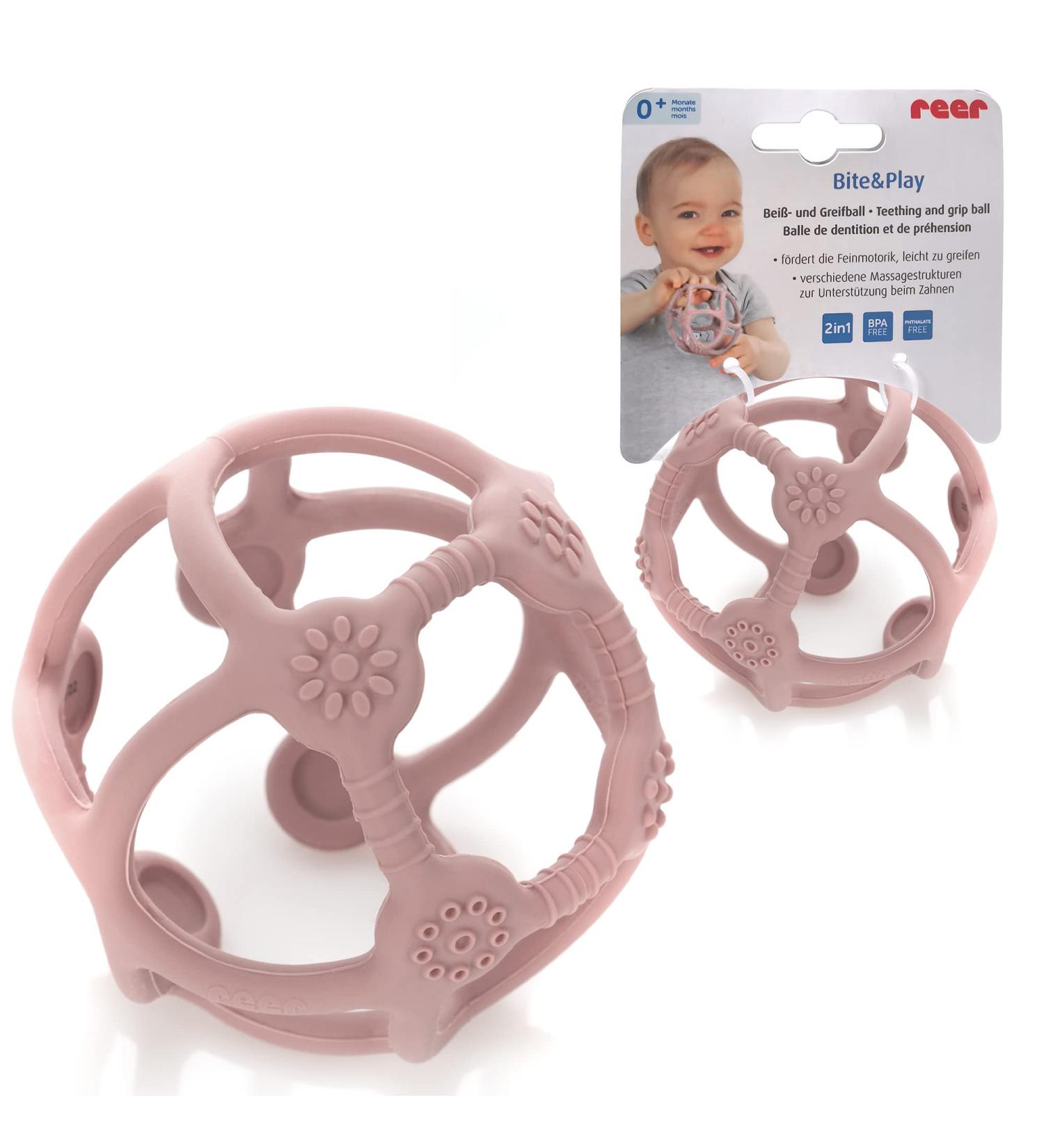 Reer Bite&Play Teething & Grasping Ball - Pink Teething Ring & Toy for Babies and Toddlers | Perfect Gift - Buy Online on GoSupps.com