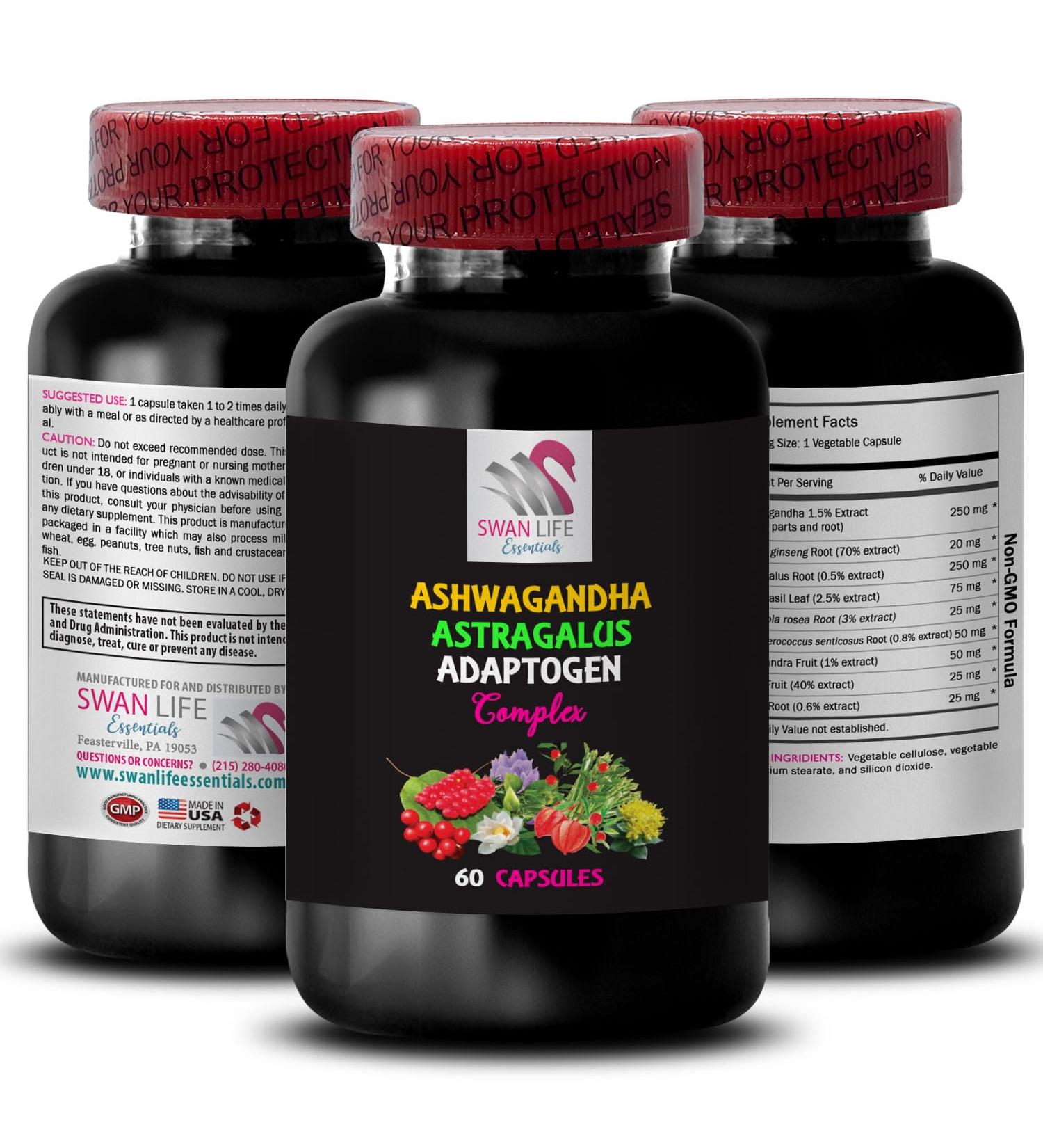 ADAPTOGEN SUPPLEMENTS - eleutherococcus root daily dose maca root stamina support holy basil leaf capsules rhodiola rosea extract ashwagandha root vegan capsules panax ginseng support 1Bot - Buy Online on GoSupps.com