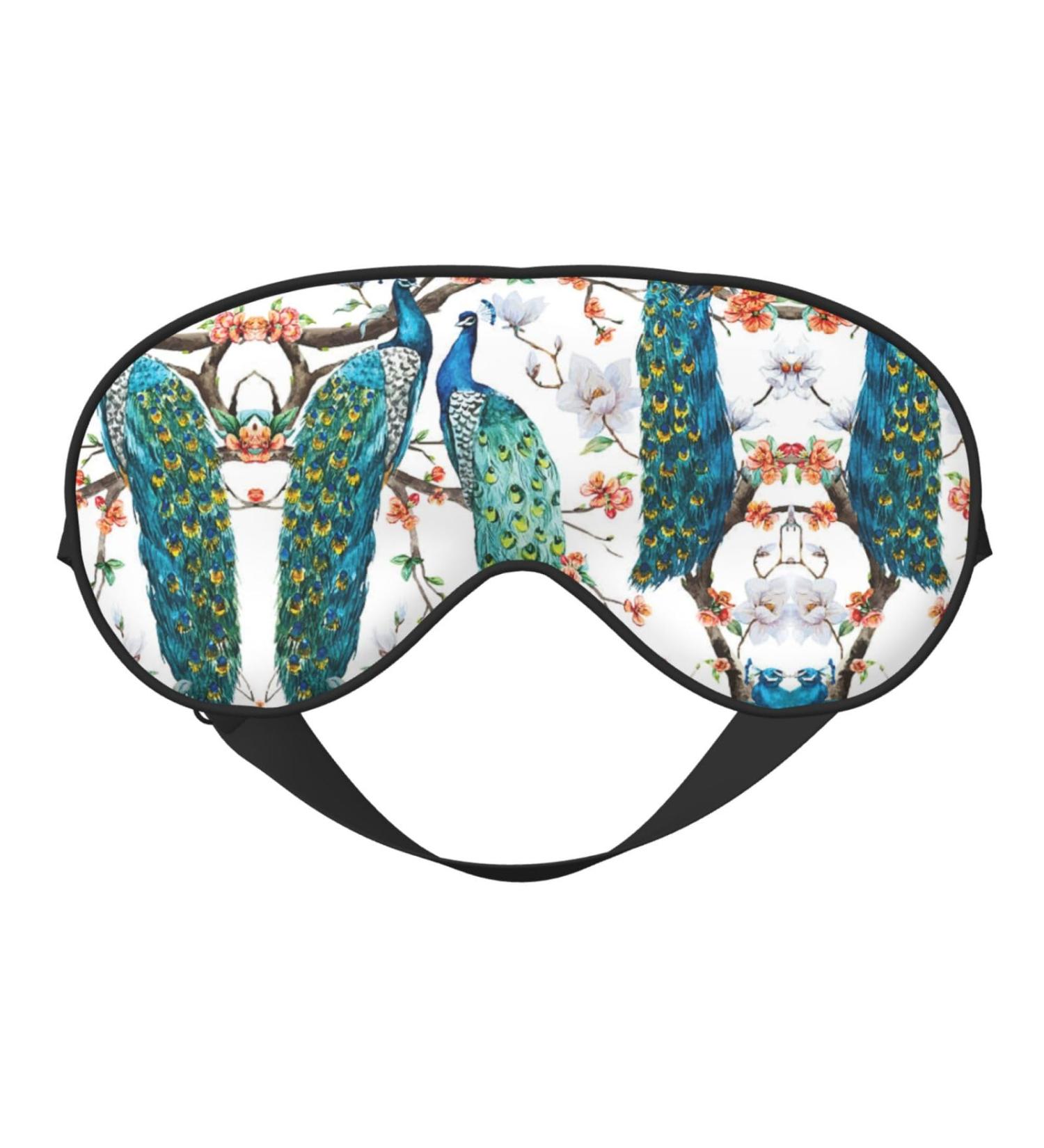 Beautiful Peacock Flowers Unisex Eye Mask | Soft Light-Blocking Sleeping Mask | Comfortable Black Design - Buy Online on GoSupps.com