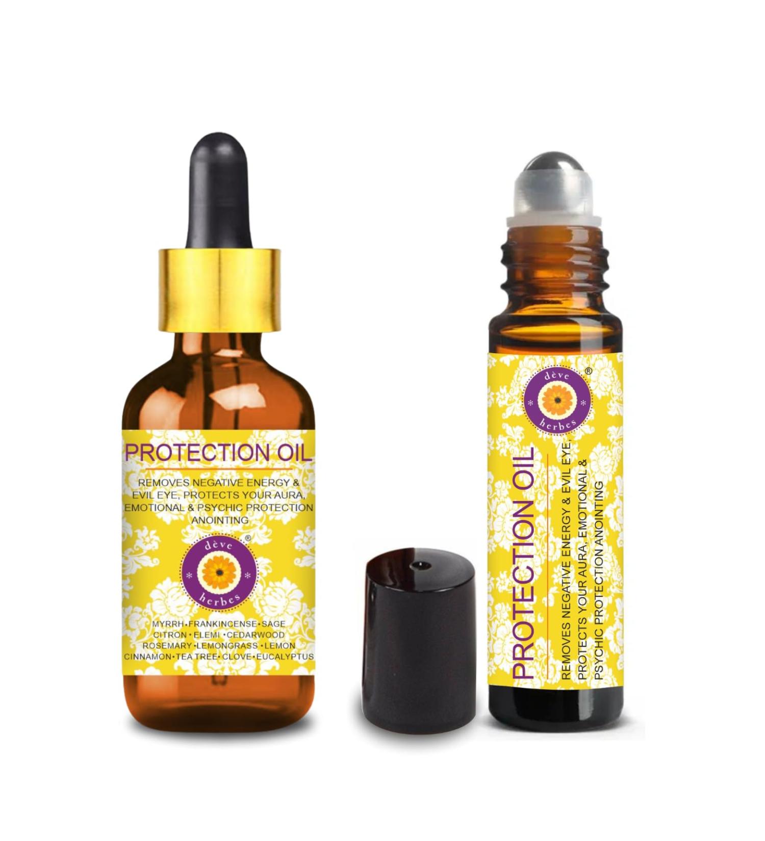 Deve Herbes Protection Oil - Essential Oil Blend to Ward Off Negative Energies & Evil Eye with 10ml & 5ml 0.25 Fl Oz (Pack of 2) - Buy Online on GoSupps.com