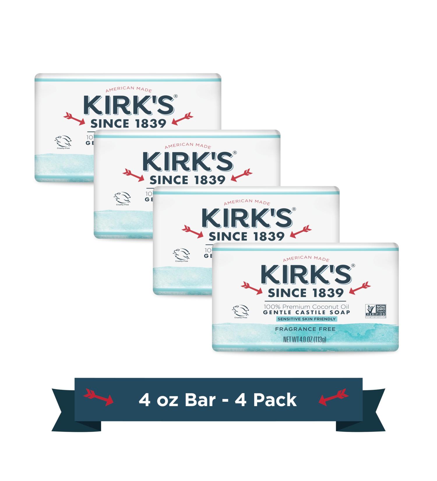 Kirk's Castille originale Coco Savon sans parfum Paquet 18 Fragance Free 1 Fragance Free 125 GRAMMES - Buy Online on GoSupps.com