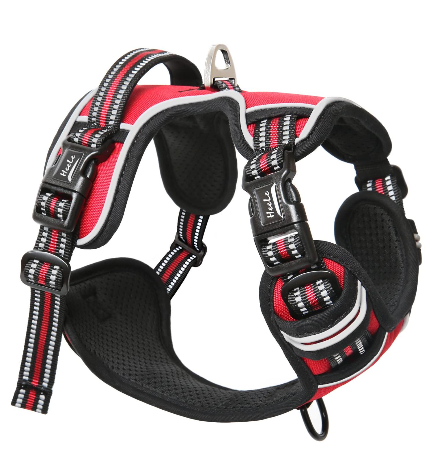 Adjustable No-Pull Dog Harness for Large Breeds - Heele Reflective & Breathable XL in Red (53-97cm) - Buy Online on GoSupps.com