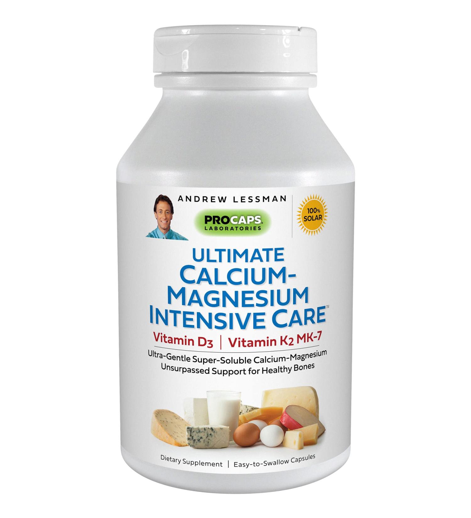 ANDREW LESSMAN Ultimate Calcium-Magnesium Intensive Care with Vitamin D3 & K2 MK7 - 180 Capsules for Bone Health | Gentle, Easy-to-Swallow, Super Soluble Formula - No Additives | 180 Count - Buy Online on GoSupps.com