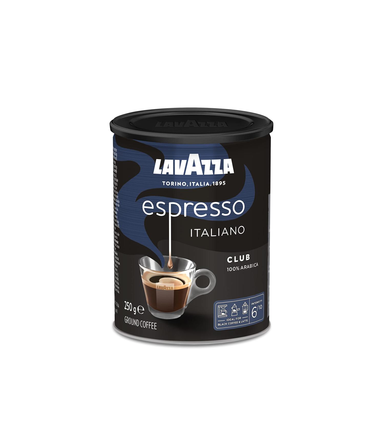 LAVAZZA - Espresso Club Ground Coffee - Italian Coffee - 100% Arabica - Balanced & Aromatic - Intensity 6 - 250g Metal Tin - Buy Online on GoSupps.com