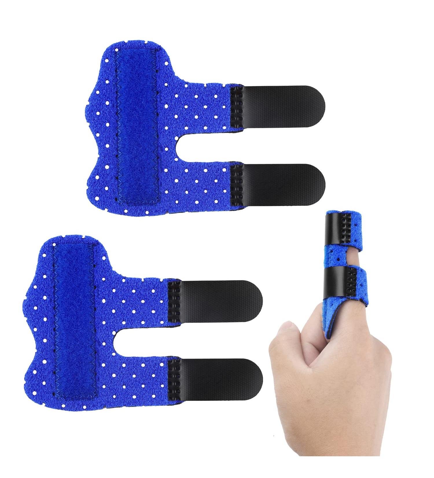SAVITA Finger Splints - 2pcs Trigger Finger Brace for Pain Relief & Protection - Breathable Cloth for Broken Finger Straightening (Blue - Buy Online on GoSupps.com
