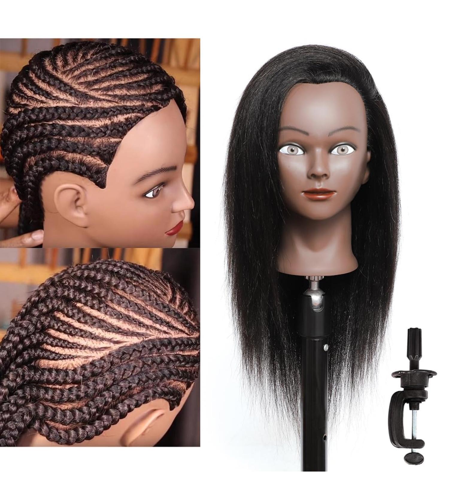 Real Hair Training Head Puppet for Shop Window Display - 100% Realistic Doll with Free Clamp (C14) - Buy Online on GoSupps.com