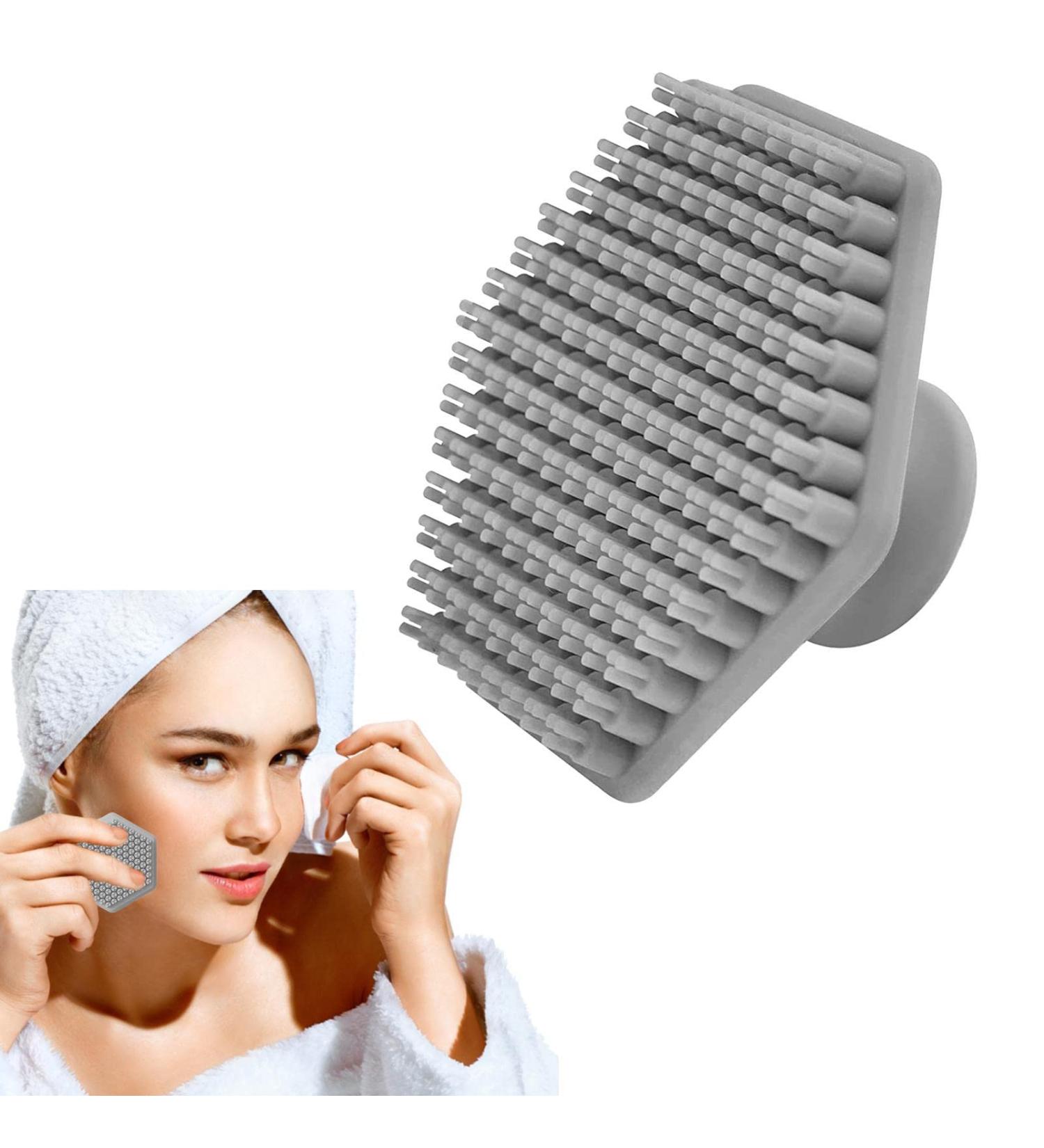 Silicone Facial Cleansing Brush - Silicone Face Scrubber Exfoliator with Handle Rubber Face Scrubber Face Wash Brush Facial Cleansing Brush Handheld Face Exfoliator Brush for Women Grey - Buy Online on GoSupps.com