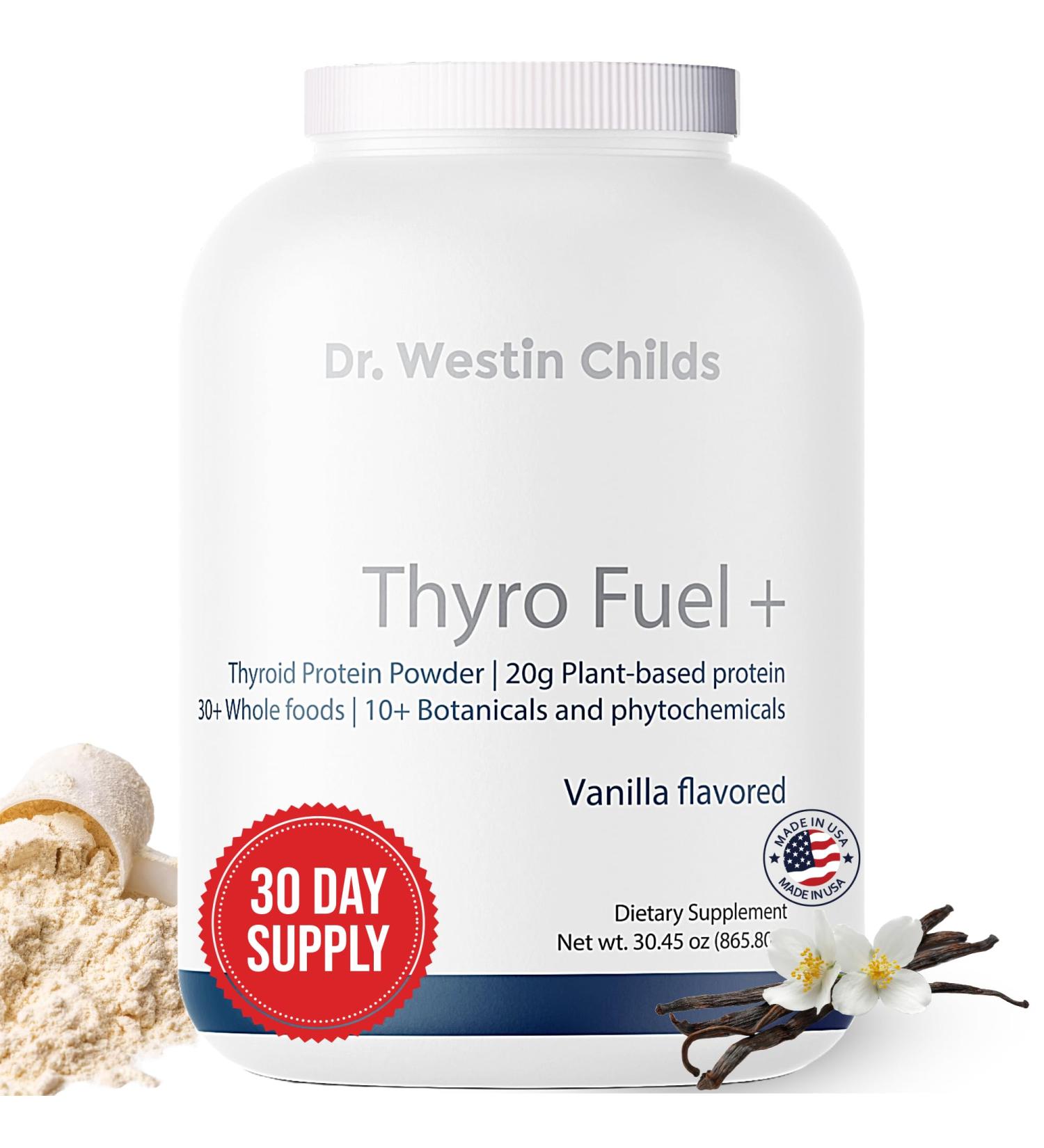 Dr. Westin Childs Thyro Fuel+ | Pea Protein Powder for Women | Thyroid Digestion & Muscle Support - Low Carb Calorie Non-GMO | Naturally Sweetened Vanilla Gluten Dairy & Soy Free - 30 Servings - Buy Online on GoSupps.com