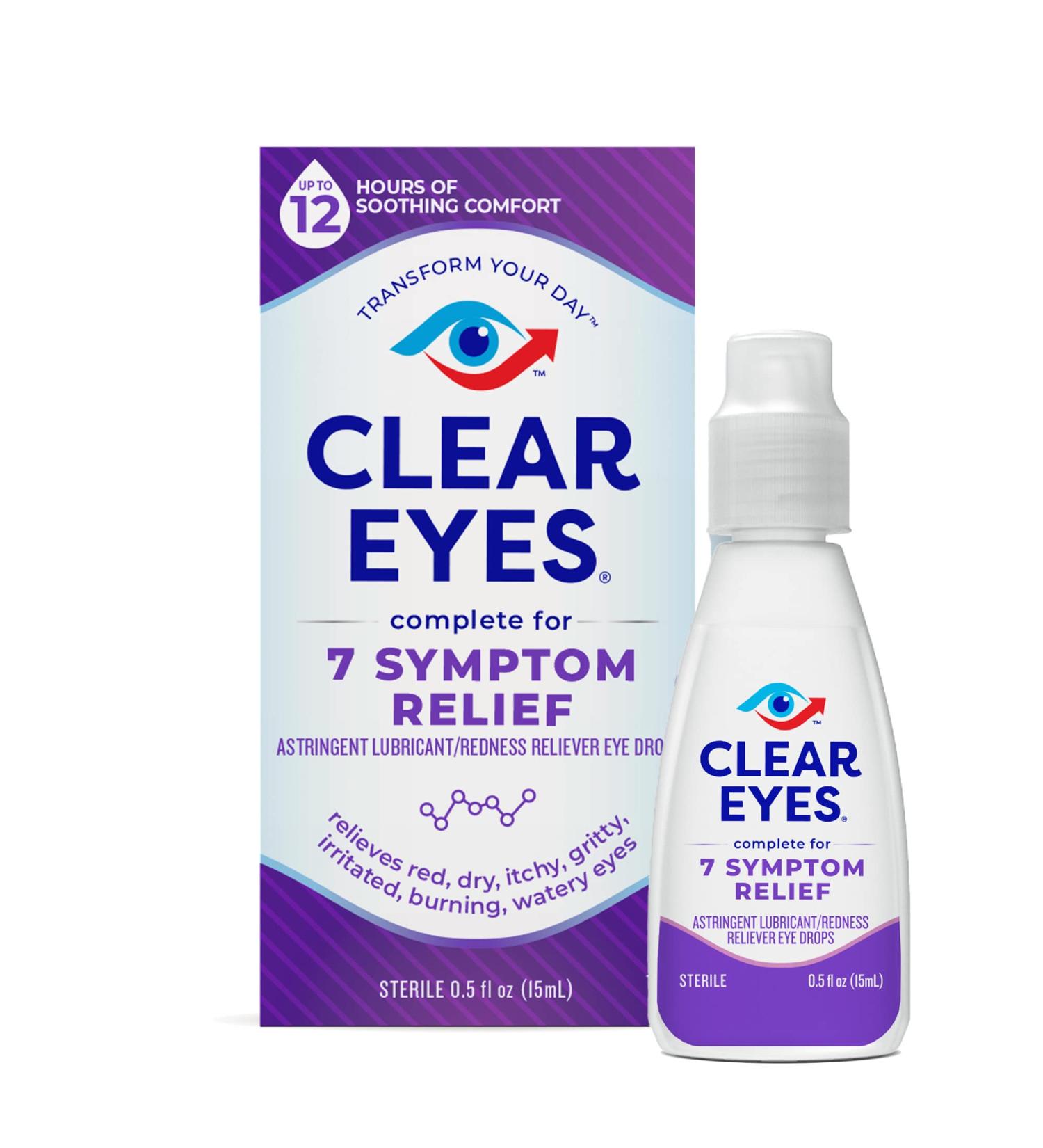 Clear Eyes 7 Symptom Relief Eye Drops 0.5 Fl Oz - Fast Acting Relief for Dry, Red, Itchy Eyes - 0.5 Ounce - Buy Online on GoSupps.com