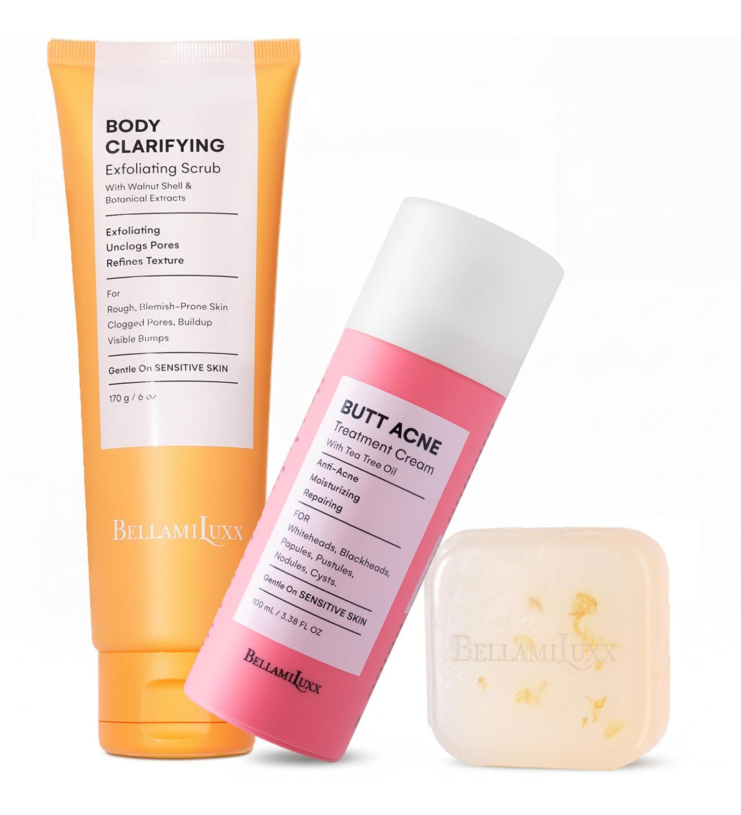 Butt Acne Treatment Set: Acne Soap Bar + Butt Treatment Lotion for Breakouts on Buttocks Thighs Back Chest & Ingrown-Prone & Folliculitis-Prone Skin Helps Reduce Body Breakouts Complete 3-Step Set - Buy Online on GoSupps.com