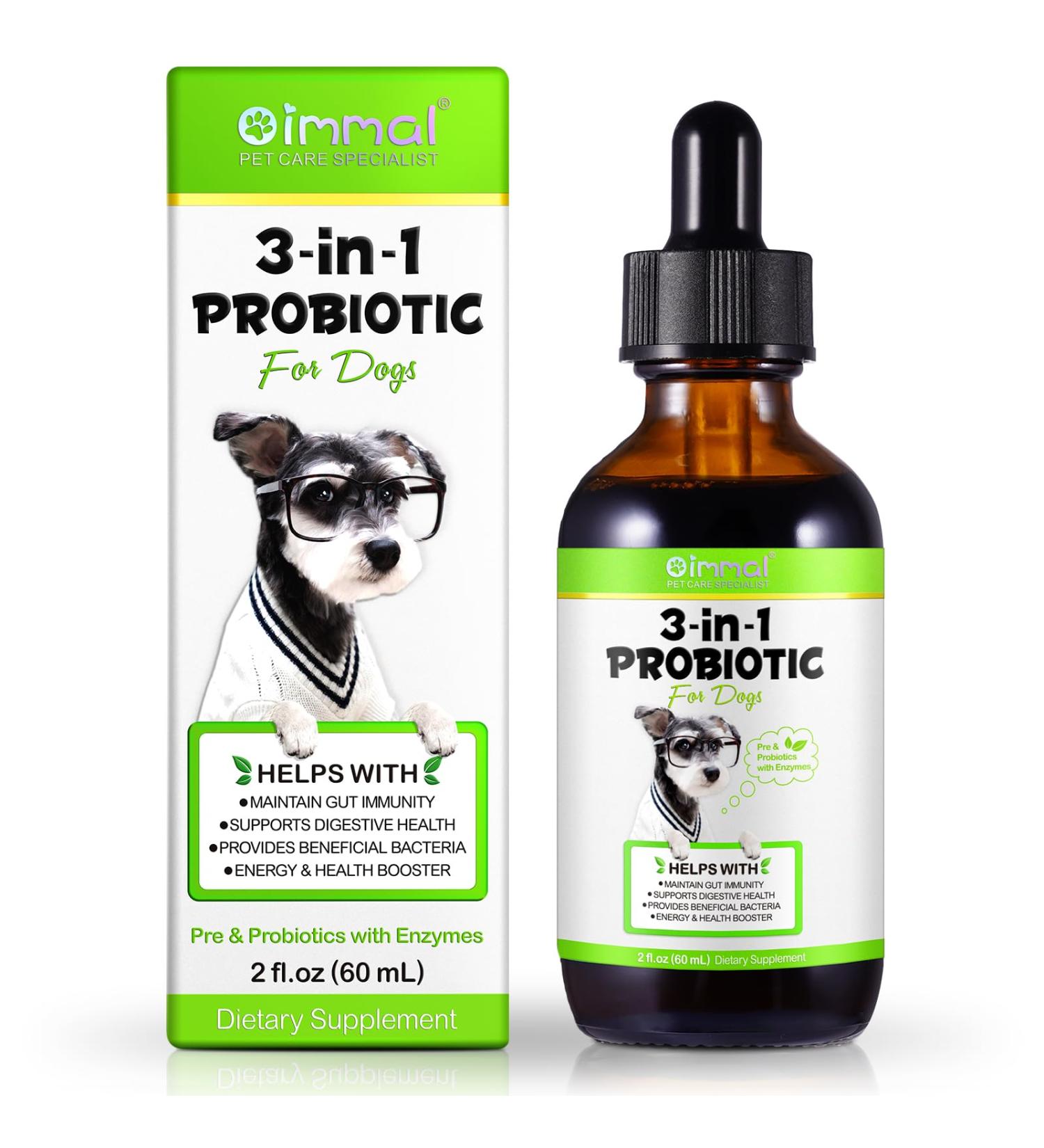 Probiotic for Dogs 3 in 1 probiotics Drops for Gut Health Relieve Diarrhea and Indigestion Dog Digestive Immune Bowel Support for All Ages and Breeds Dogs Bacon Flavor - 60ml / 2 fl.oz - Buy Online on GoSupps.com