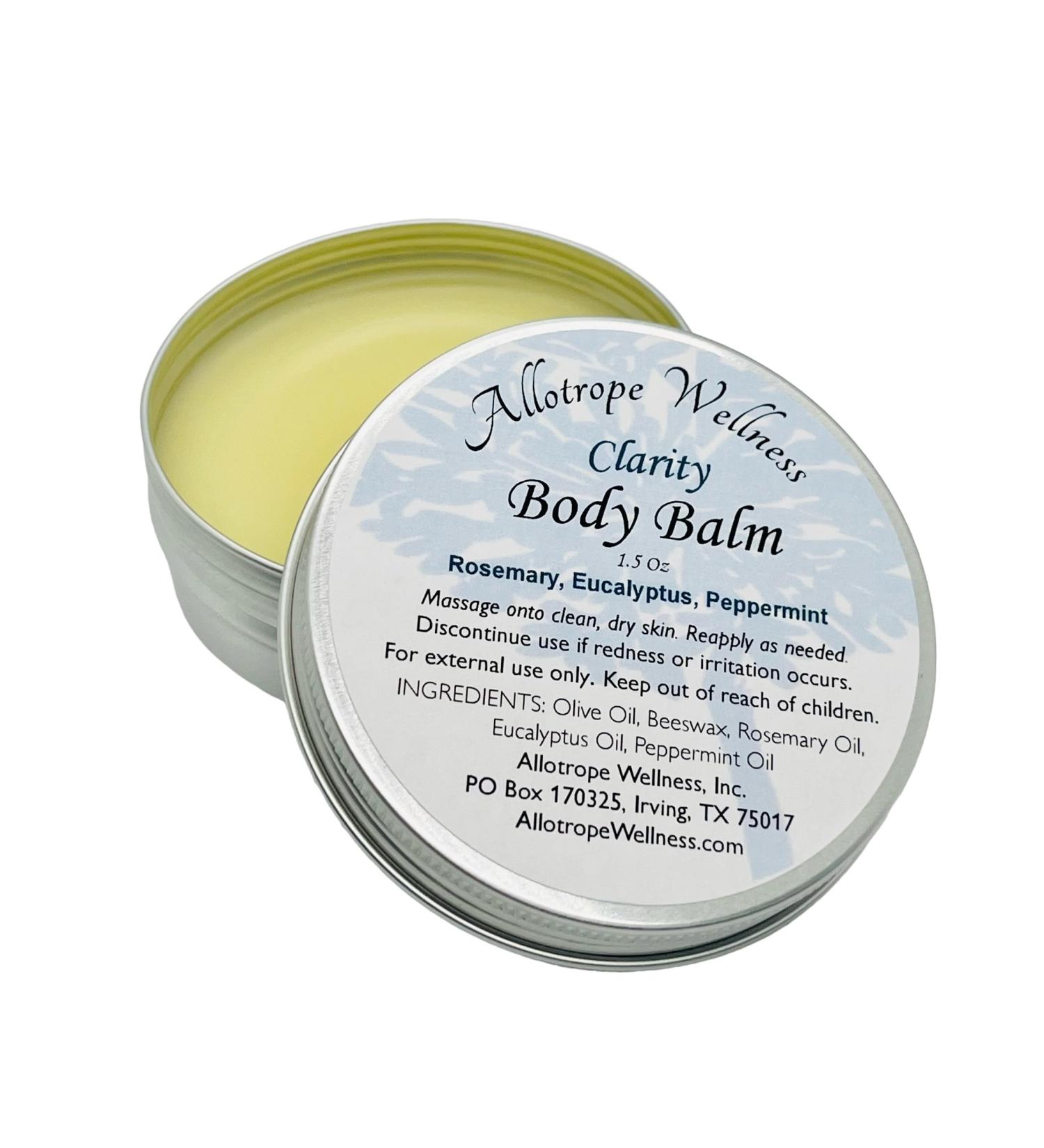 Allotrope Wellness Moisturizing Body Balm Essential Oil Salve Clarity Rosemary Peppermint Eucalyptus
