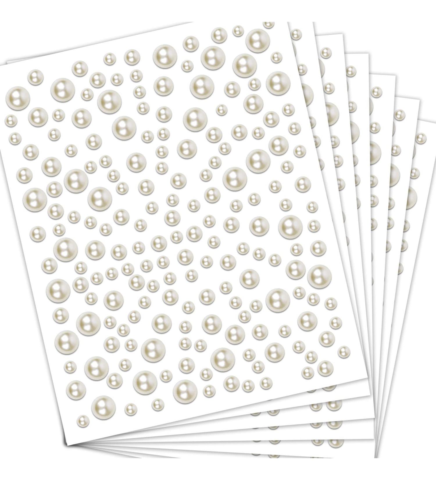 Creatrill 1920 Pcs Flatback Pearls for Crafts - Self Adhesive Nail Art Gems Stickers - Mixed Size Pearl White (3mm/4mm/5mm/6mm) - Buy Online on GoSupps.com