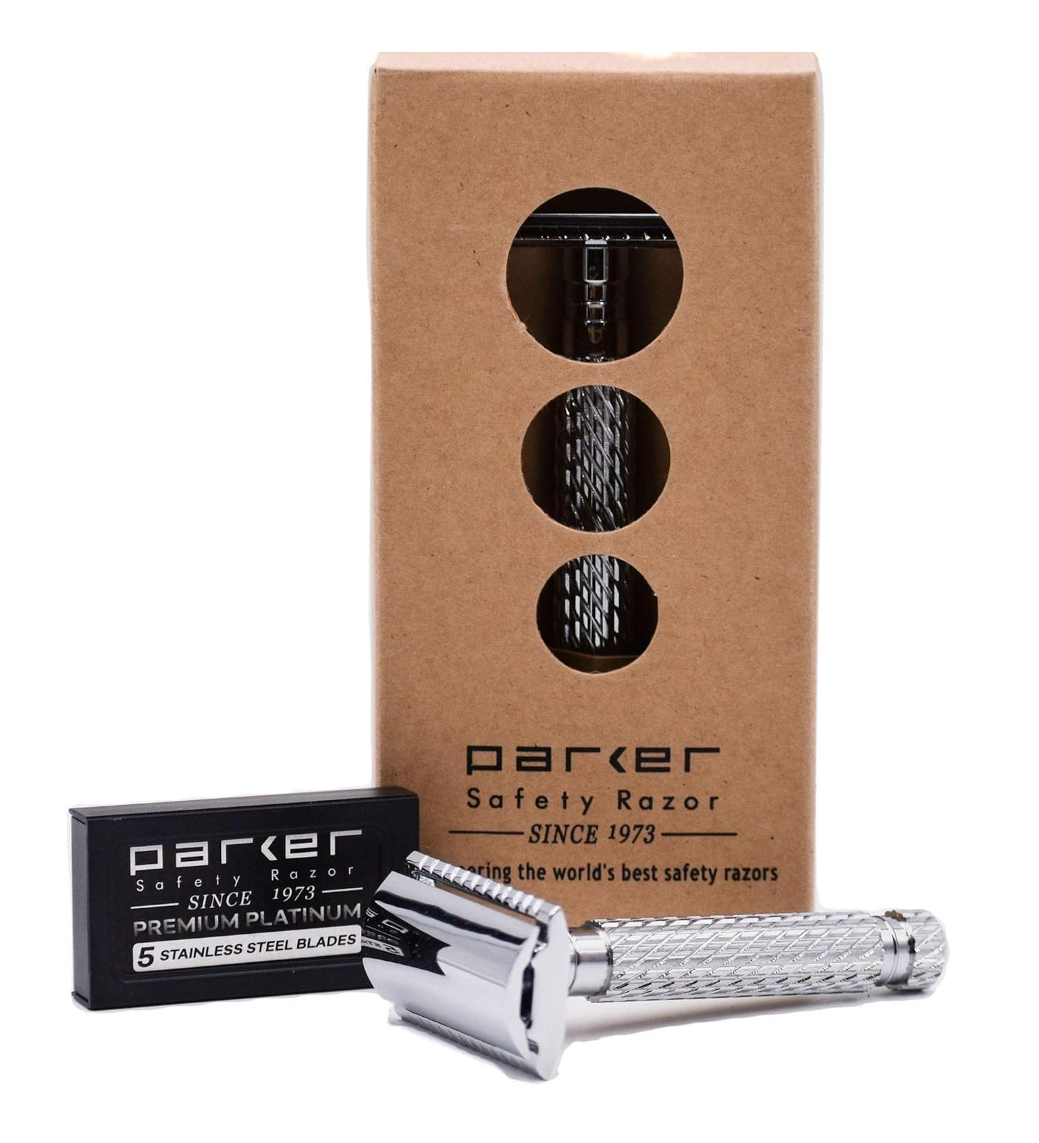 Parker Safety Razor 94R Hefty Double Edge Safety Razor with 5 Premium Blades - Best International Shipping Options - Buy Online on GoSupps.com