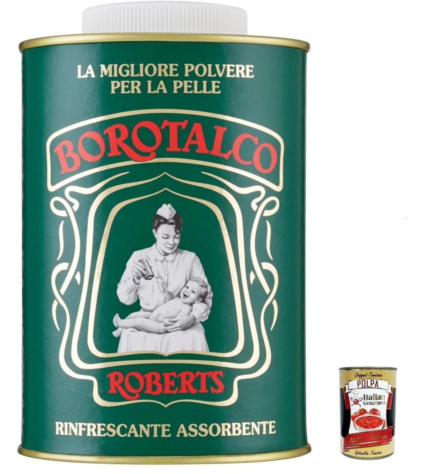ROBERTS Borotalco Poudre fra che Talc Bocal - 500 gr Naturelle Absorbe efficacement l'humidit rafra chit et adoucit la peau particuli rement adapt aux peaux sensibles + Italian Gourmet polpa 400g - Buy Online on GoSupps.com