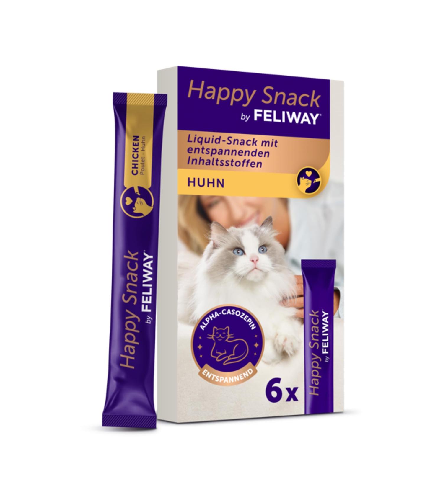 Happy Snack by Feliway for Cats | Natural Chicken Treats | 6 Sticks of 15g | Perfect for Special Moments & Troubling Times - Buy Online on GoSupps.com