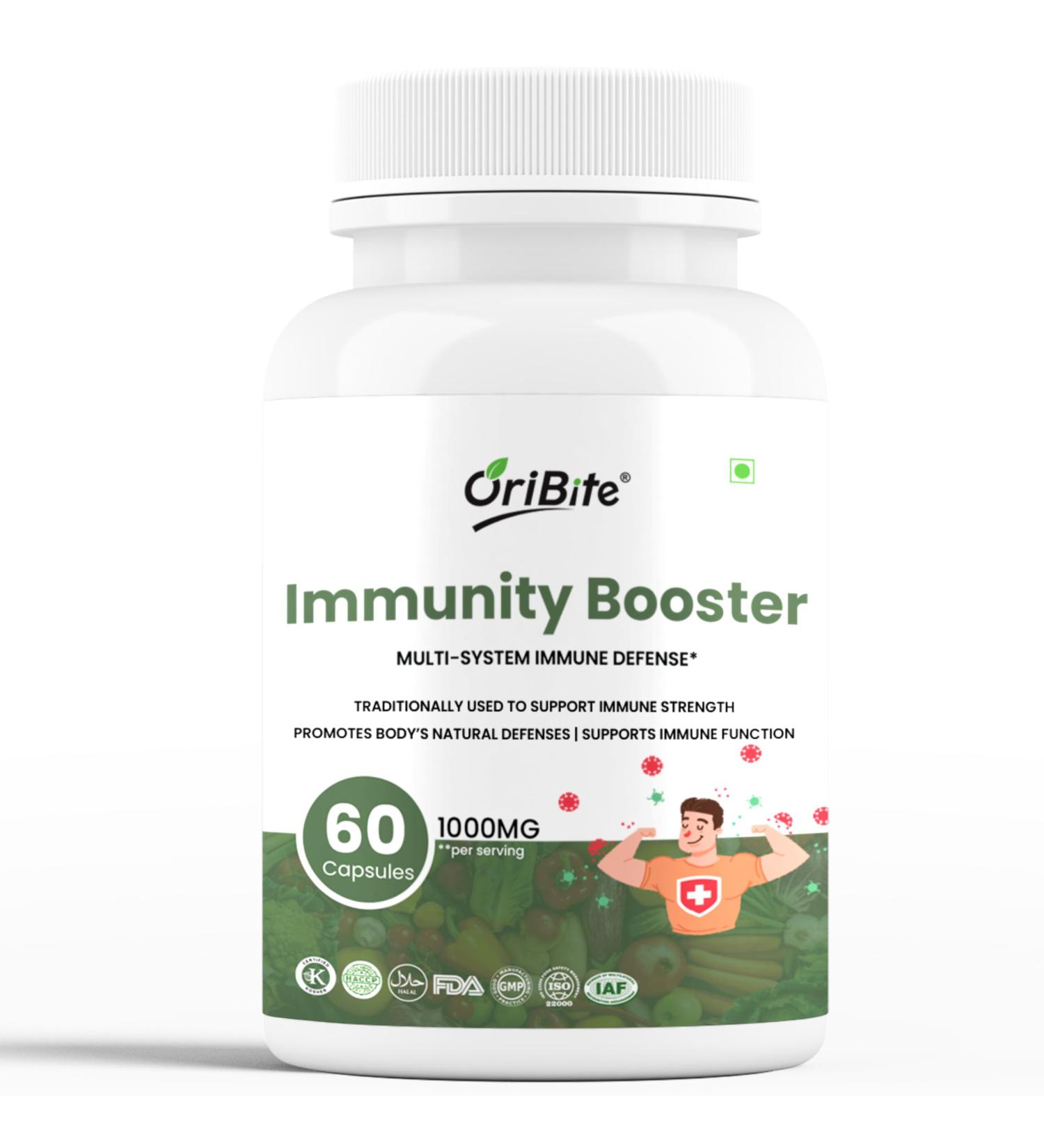 ORIBITE Immunity Booster Advanced Herbal Immune Support Supplement with Vitamin C Zinc Turmeric & Elderberry Natural Antioxidant & Energy Support for Men & Women 60 Capsules Non-GMO - Buy Online on GoSupps.com