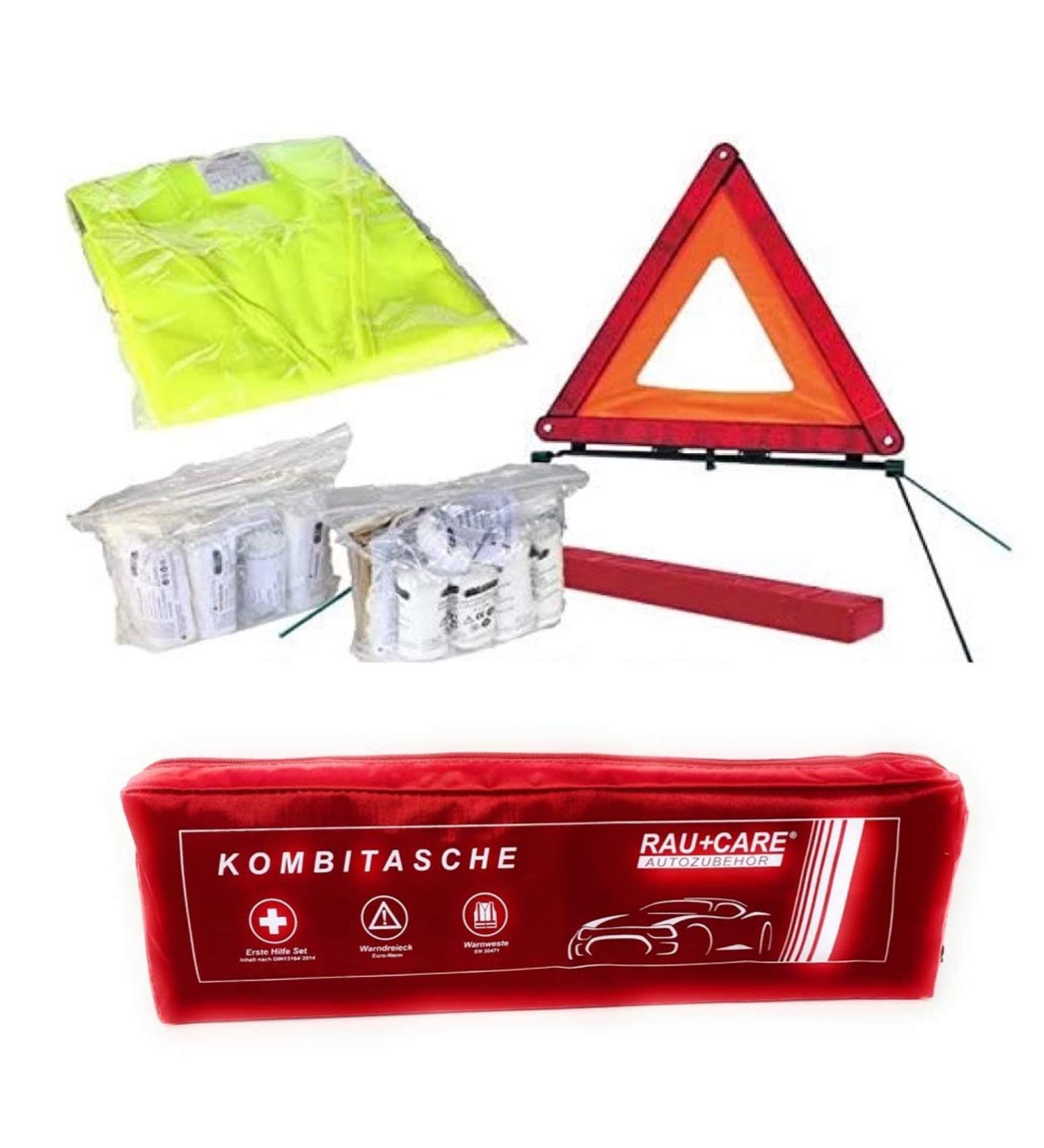2024 Car Kit: Warning Triangle Vest & First Aid Set - Compliant with DIN 13164 & ECE Standards | International Shipping Available - Buy Online on GoSupps.com