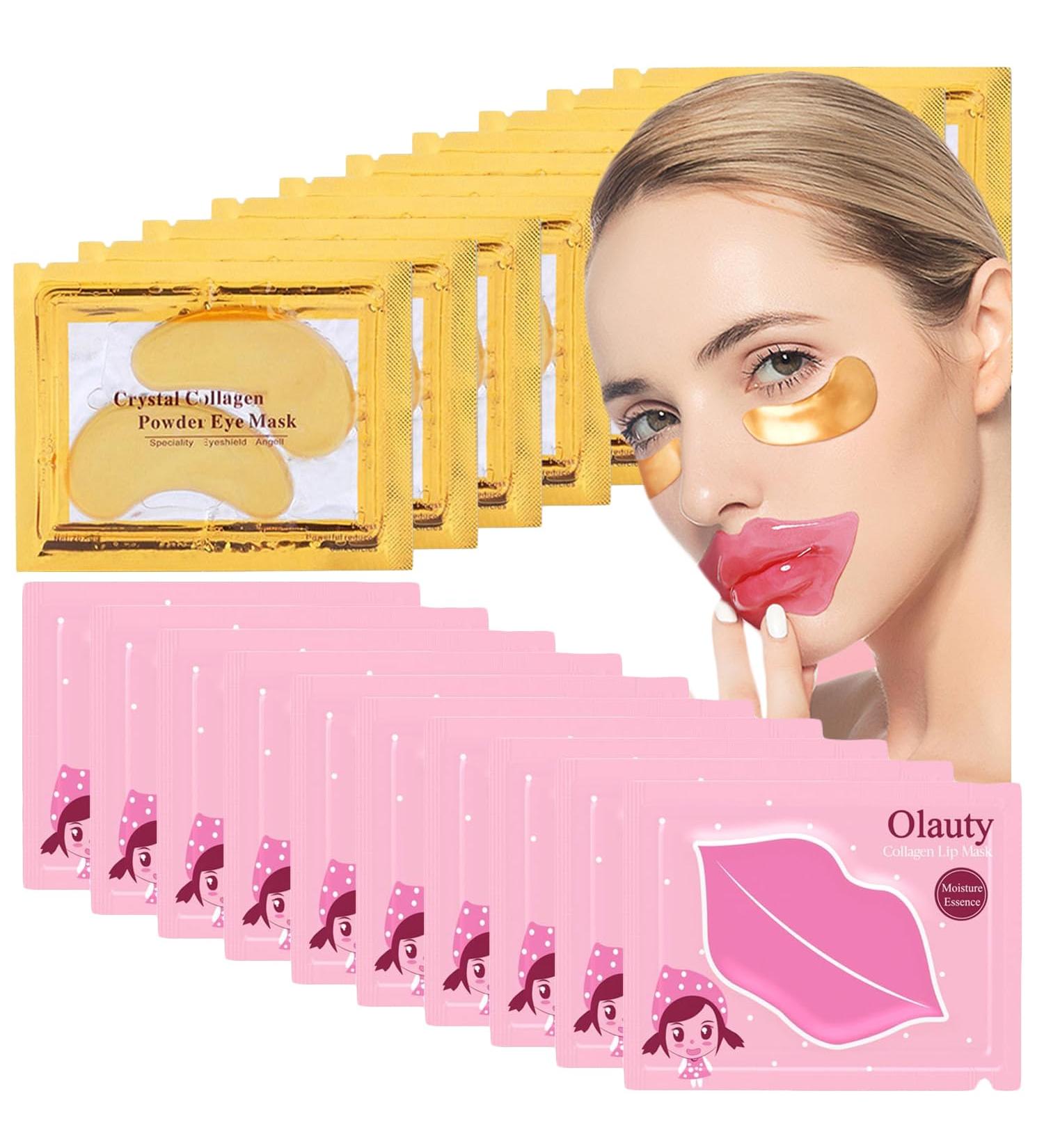 24K Gold Eye & Lip Masks - 20 Pairs Crystal Collagen Patches for Puffy Eyes & Fine Lines - Moisturizing Skin Care Solution - Buy Online on GoSupps.com