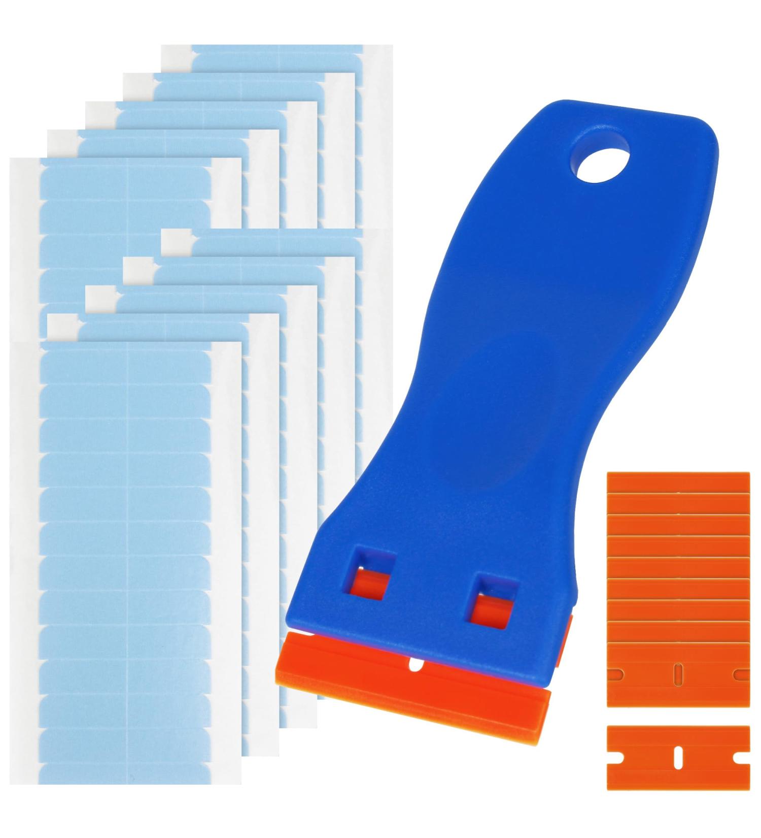 Ajerg Hair Extensions Tape Kit - 1220-Piece Double Adhesive Replacement Tape for Tape-in Hair Extensions | Includes Plastic Scrap & Blades - Buy Online on GoSupps.com
