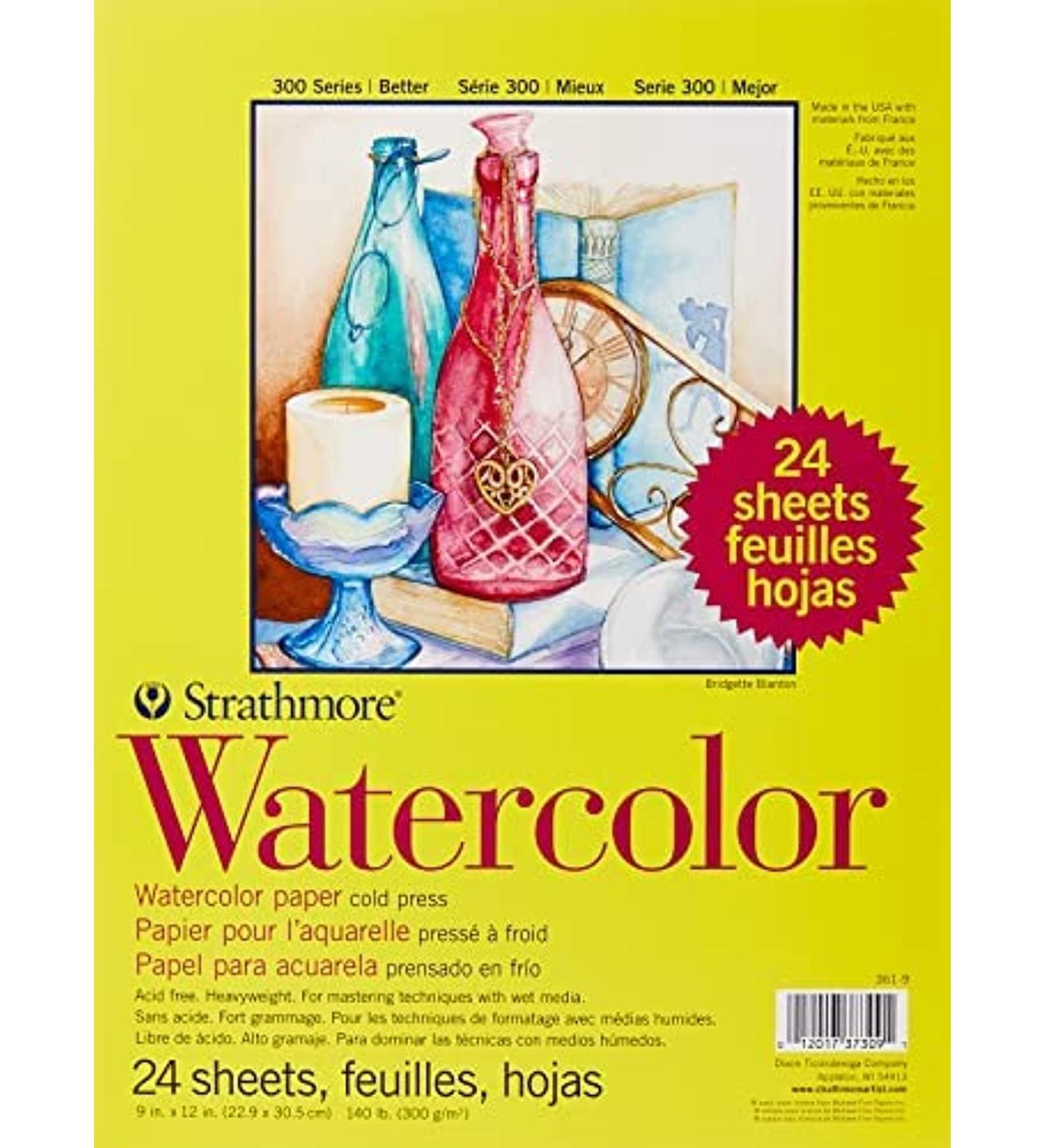 Strathmore 300 Series Watercolor Paper Pad 9x12 - 24 Sheets, 140lb/300g - Ideal for Watercolors, Mixed Media, Markers - Artist Paper for Adults & Students - Buy Online on GoSupps.com