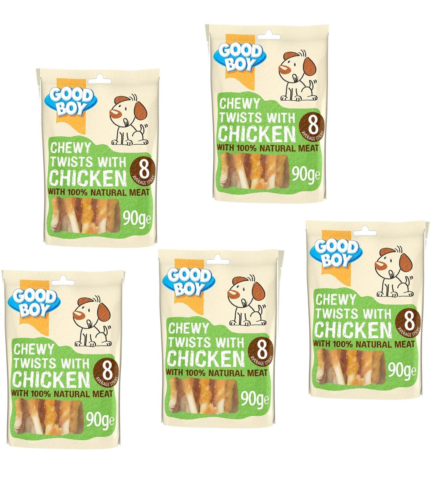 Chewy Chicken Twists for Dogs - Bundle of 5 90g Good Boy Natural Chicken Treats Low Fat Treats for Dogs Puppies + Howsehold Tote Bag Flavour 3 - Buy Online on GoSupps.com