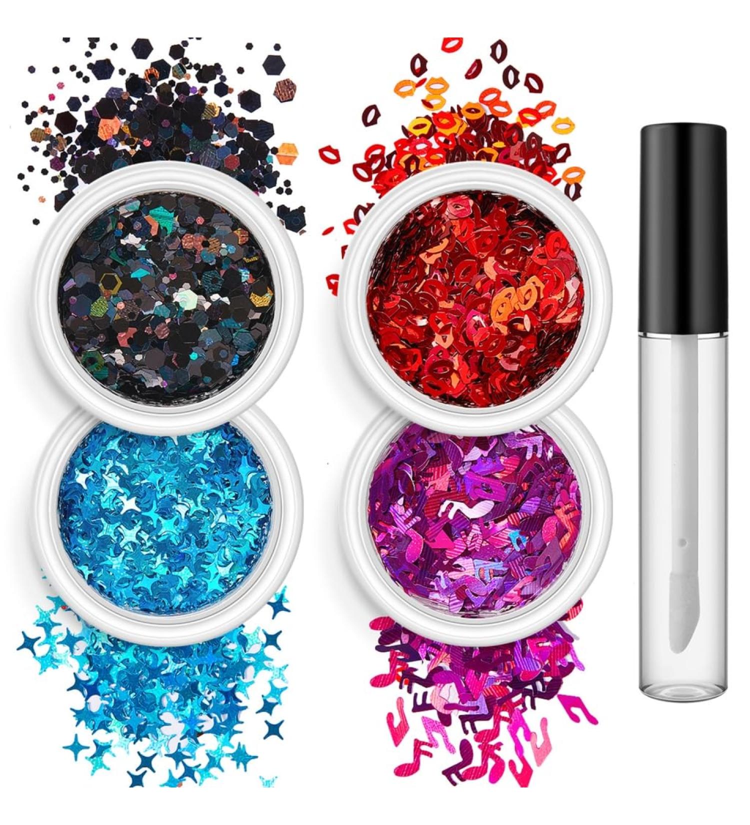 4 Box Fantasy Glitter Set | Irregular Face & Body Sequined Makeup | Festival Cosmetic Glitter Accessories - Set of 3 - Buy Online on GoSupps.com