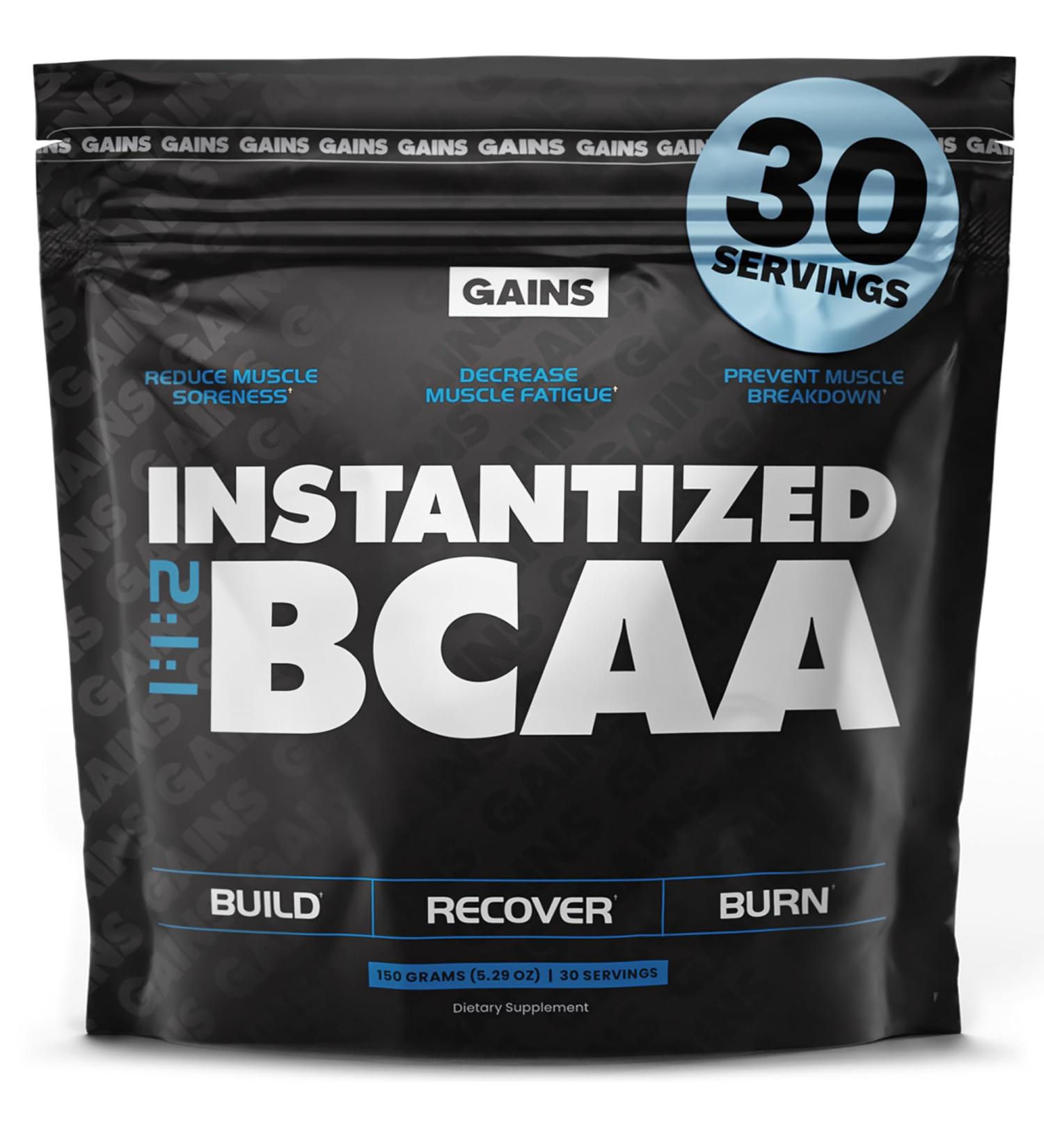 Gains in Bulk BCAA Powder Pre Workout Plant Based Branch Chain Amino Acids Gluten Free Vegan Supplement with Keratin for Endurance & Strength During & Post Workout Unflavored 30 Servings Unflavored 5.7 Ounce (Pack of 1) - Buy Online on GoSupps.com
