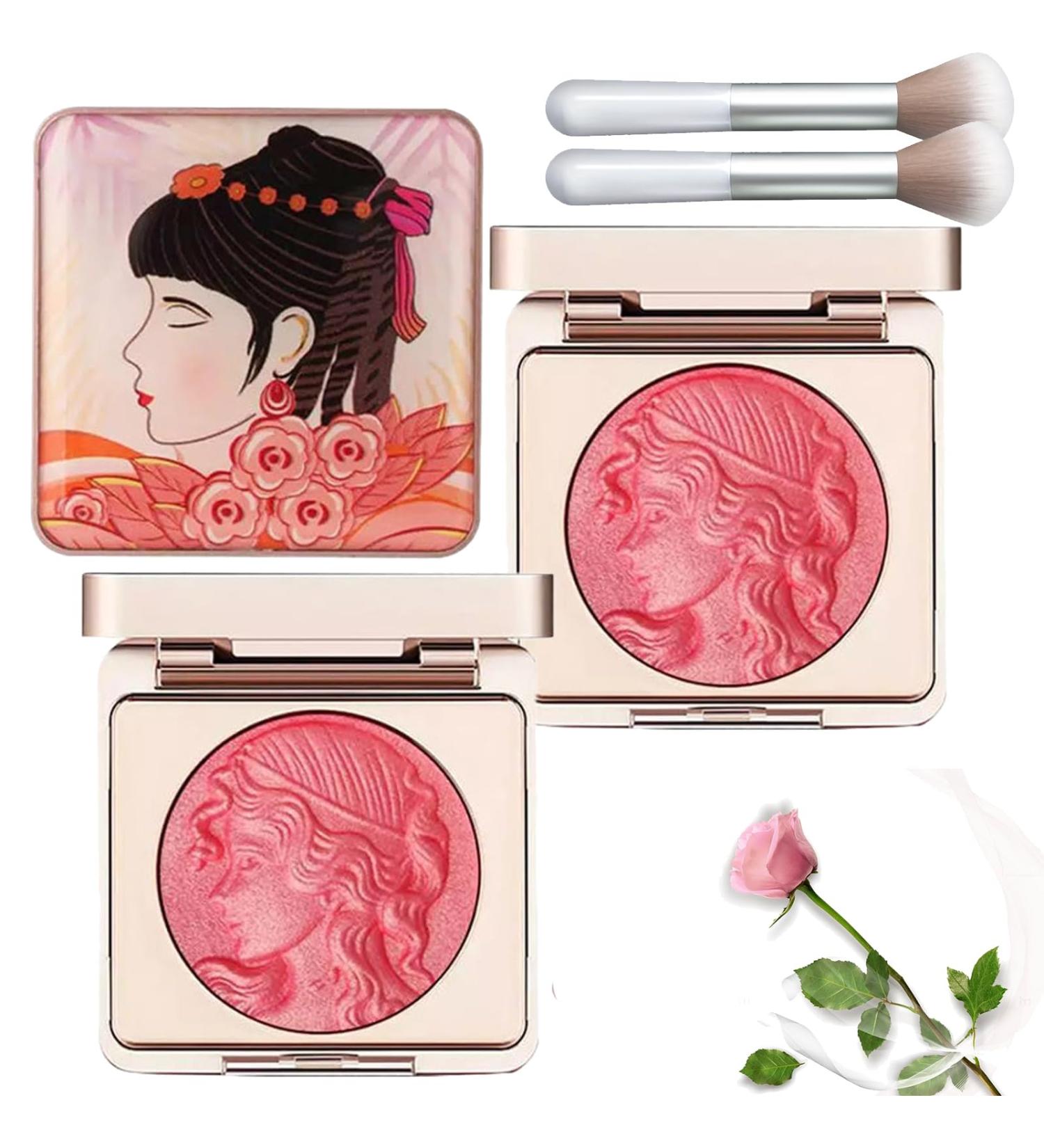 Embossed Smooth Powder Blush Palette for Cheeks Matte Face Powder Blush Palette Face Matte Blush Palette Natural Makeup Long Lasting Baked Texture for All Skins (2PCS Pink) - Buy Online on GoSupps.com