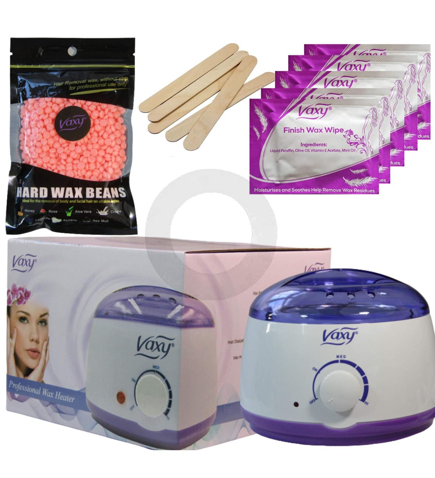 Vaxy Waxing Kit Wax Warmer Electric Wax Pot Heater with Accessories A Complete at-Home Hair Removal Wax Kit Painless Hard Wax for full Body face Bikini Area Eyebrows (Rose) - Buy Online on GoSupps.com