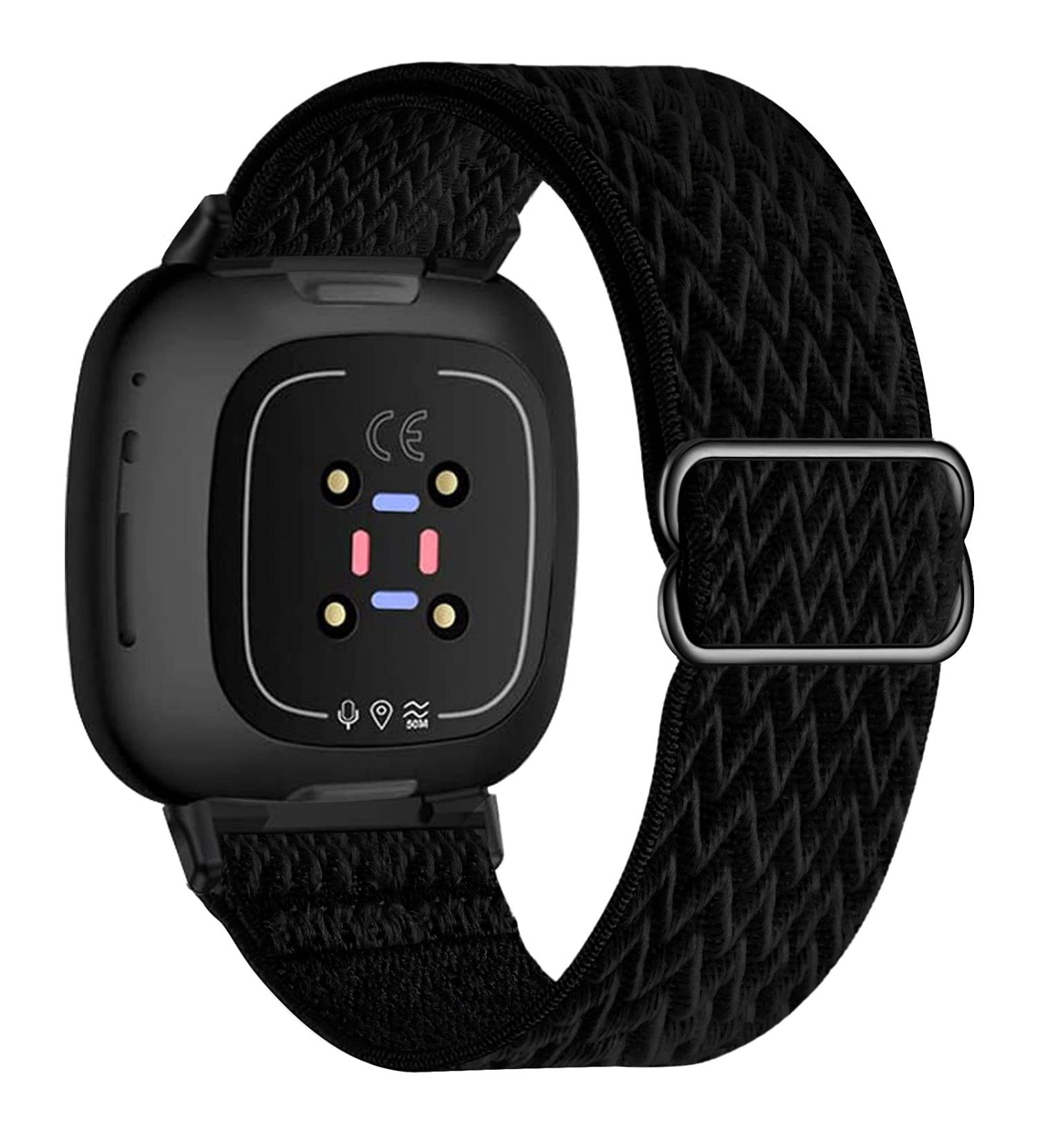 UHKZ Stretchy Nylon Bands Compatible with Fitbit Versa 3/Fitbit Sense for Women Men Adjustable Breathable Fabric Sport Elastic Wristband for Fitbit Versa Smart Watch Black - Buy Online on GoSupps.com