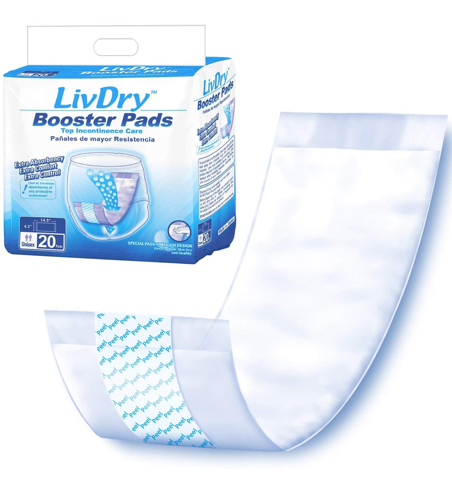 LivDry Incontinence Booster Pads: Extra Absorbent Protection for Adults - 20 Count Regular Length - Buy Online on GoSupps.com